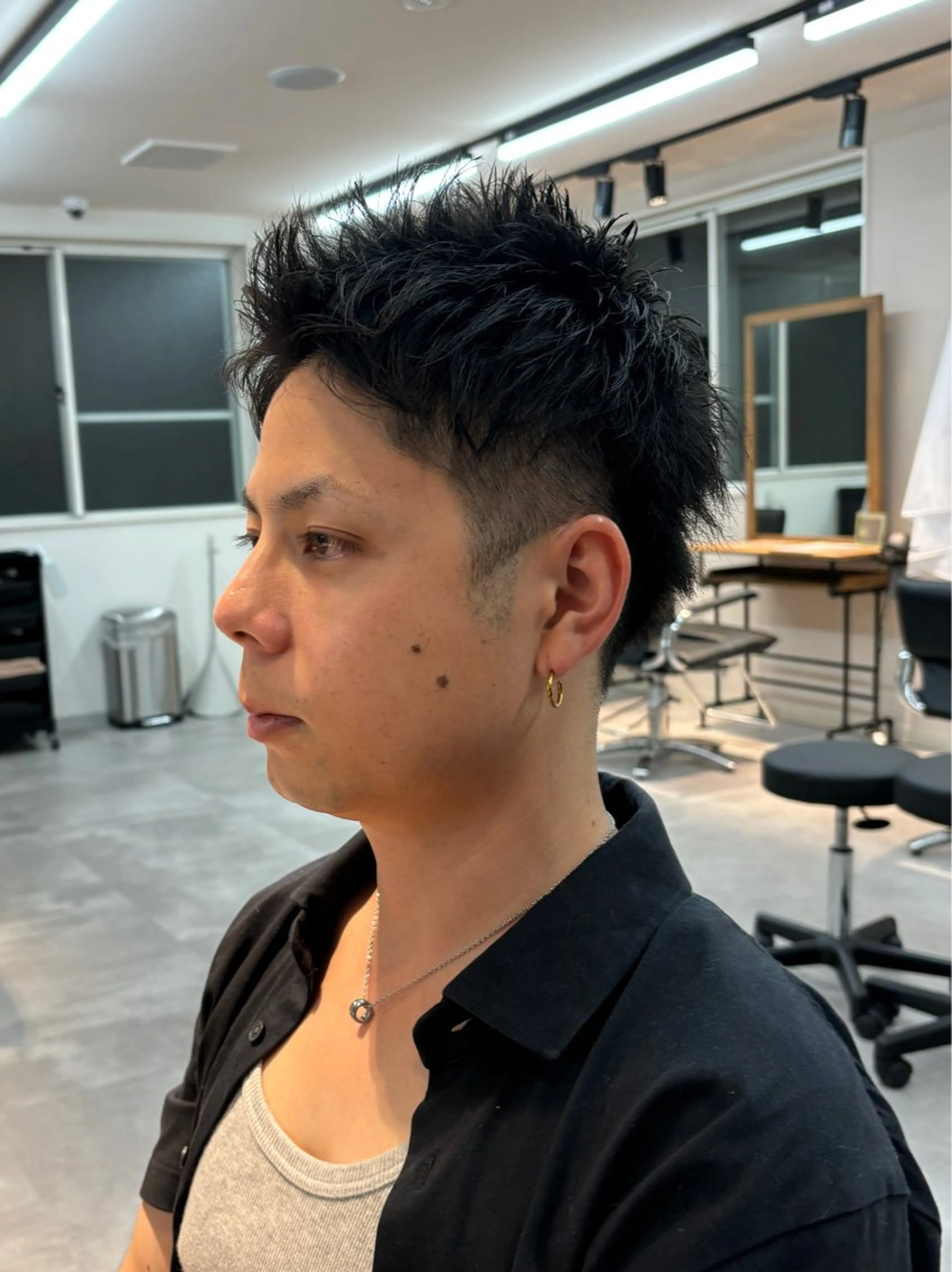 メンズ アップバング メンズショート カット 保立/フェザーパーマ /メンズカット千葉のヘアスタイル