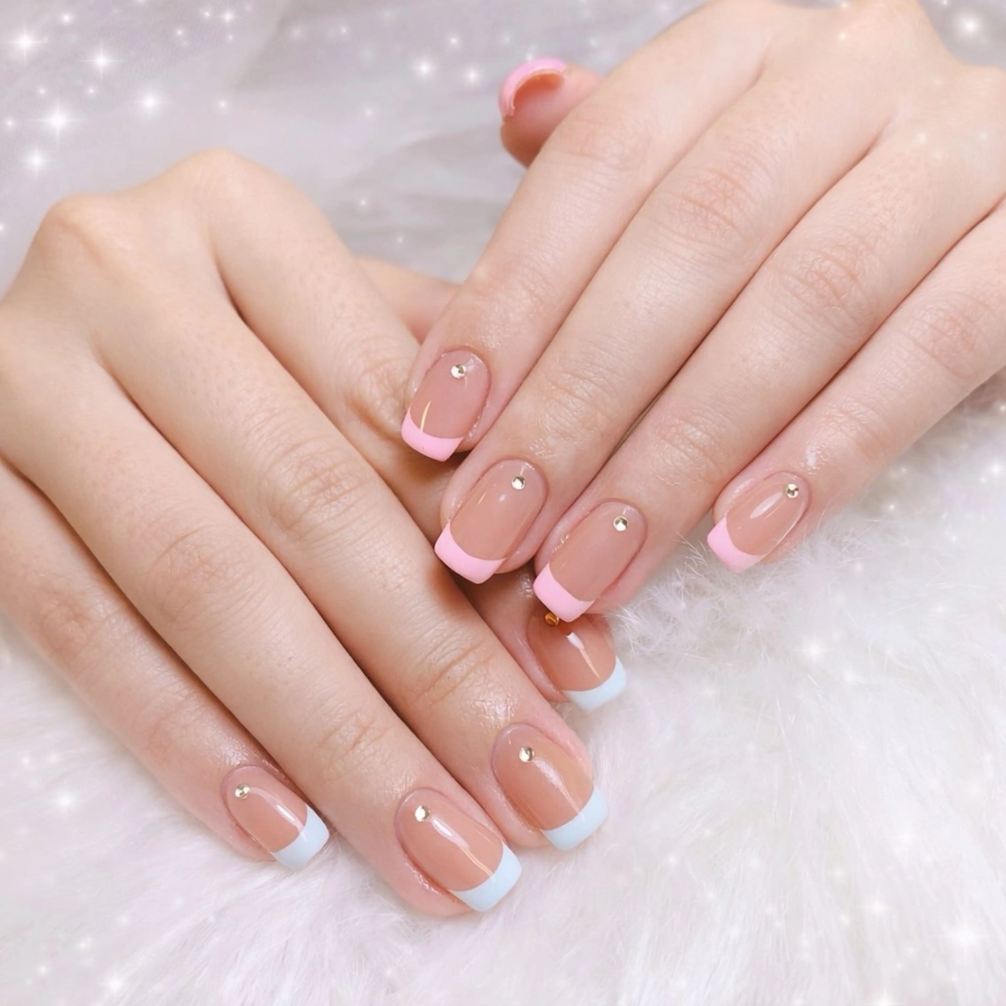 ネイル チークネイル 長さ出し フラッシュネイル フレンチネイル グラデーション ハンドネイル AN NAIL SALONのネイルデザイン