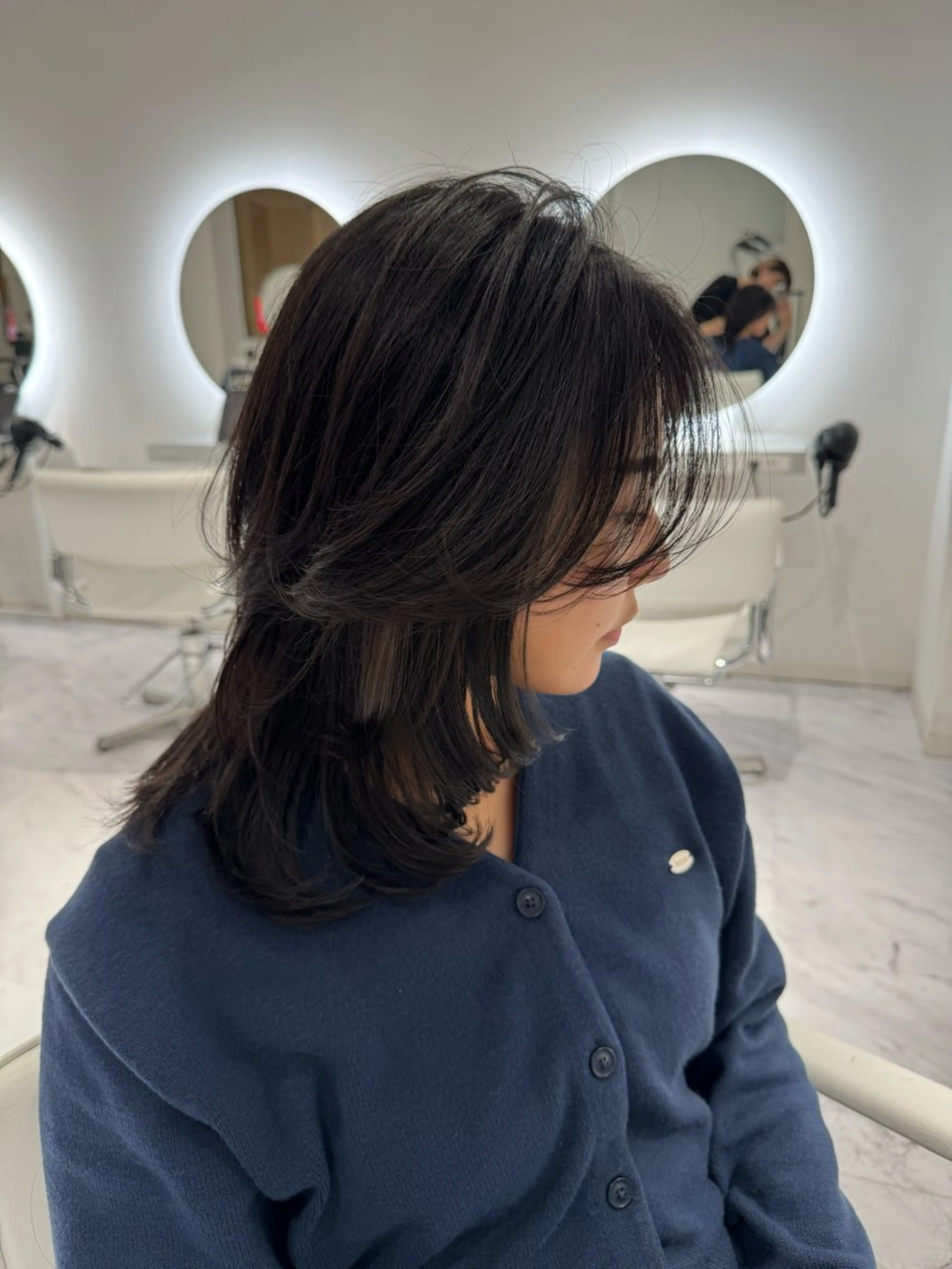 ミディアム rina/デザイン カラー/上野のヘアスタイル