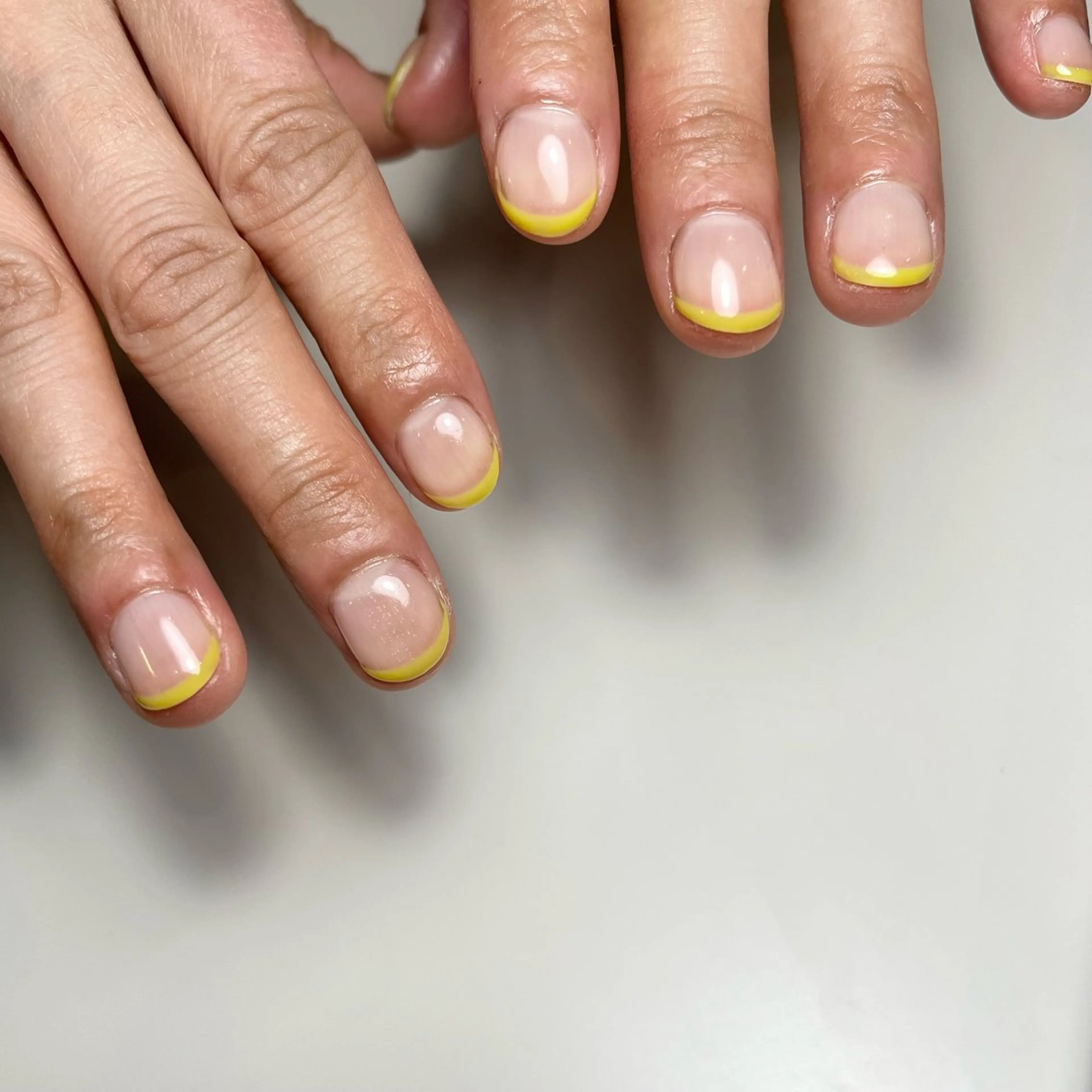 ネイル クリアネイル フレンチネイル グリーン 春ネイル 黄色 ハンドネイル ballie／小野原 なつみのネイルデザイン