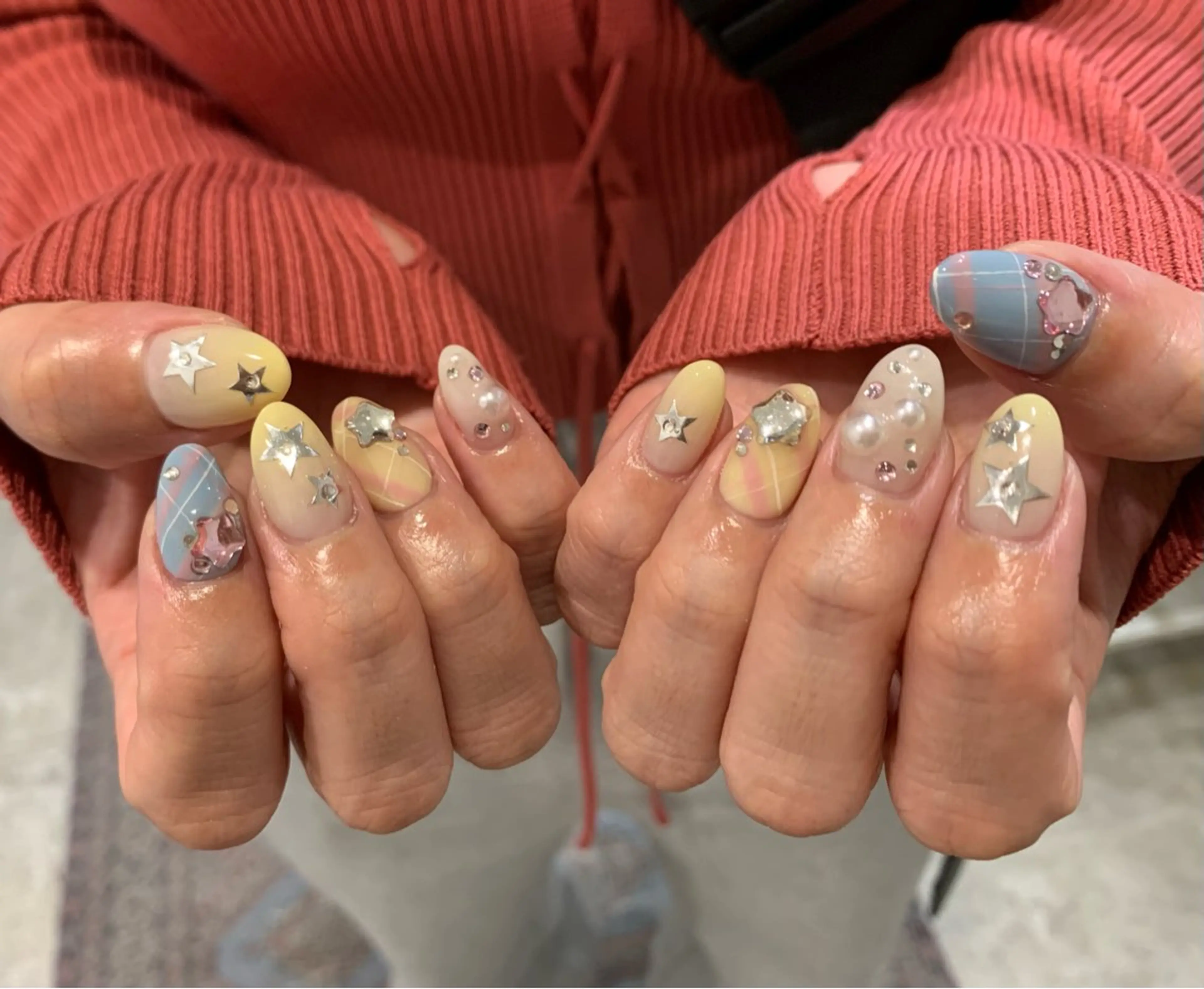 ネイル ハンドネイル 0203ムニムサン 💙Harukaのネイルデザイン