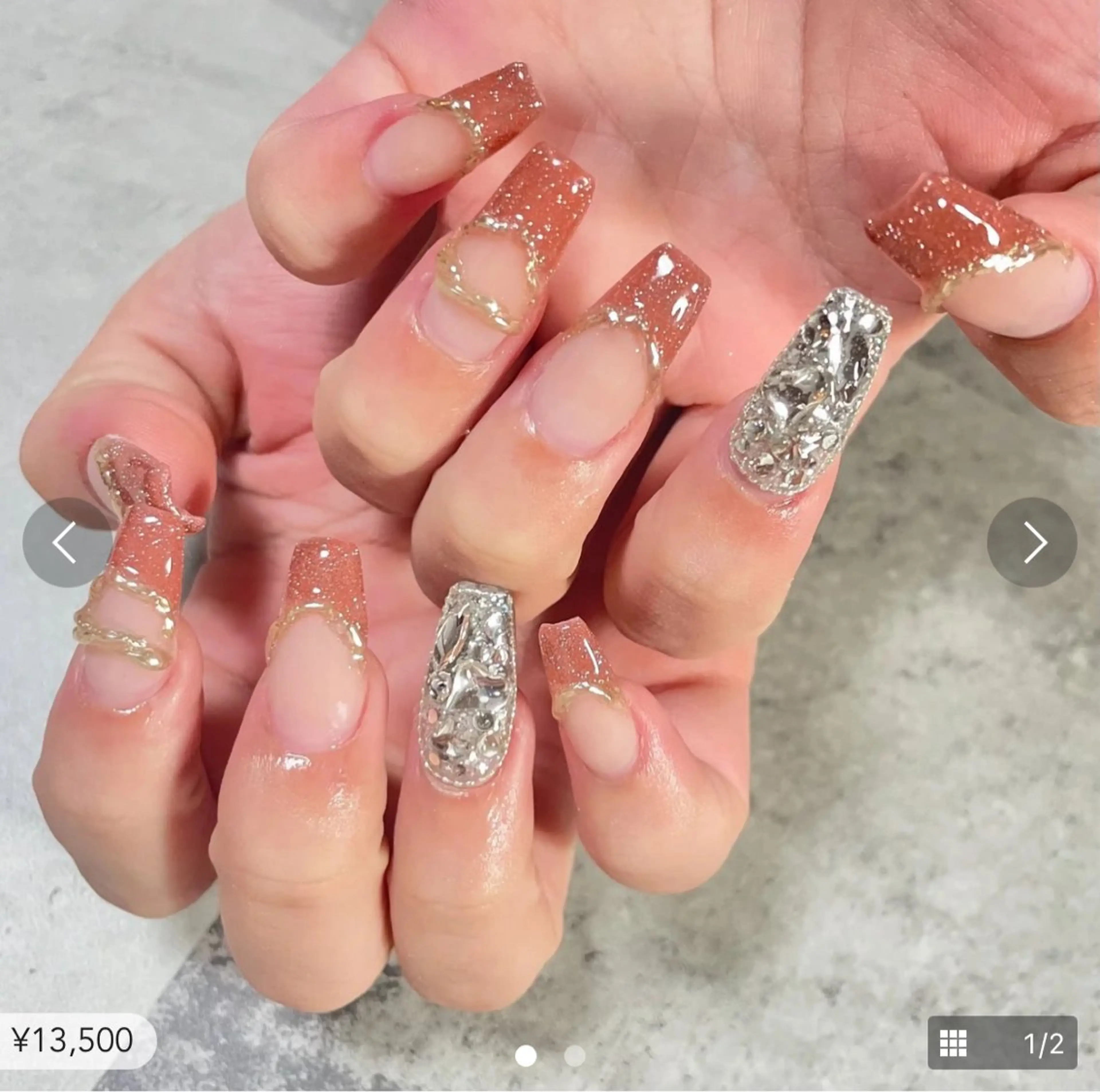 ネイル フラッシュネイル フレンチネイル ラメ(グリッター) ハンドネイル Nail Daisyのネイルデザイン