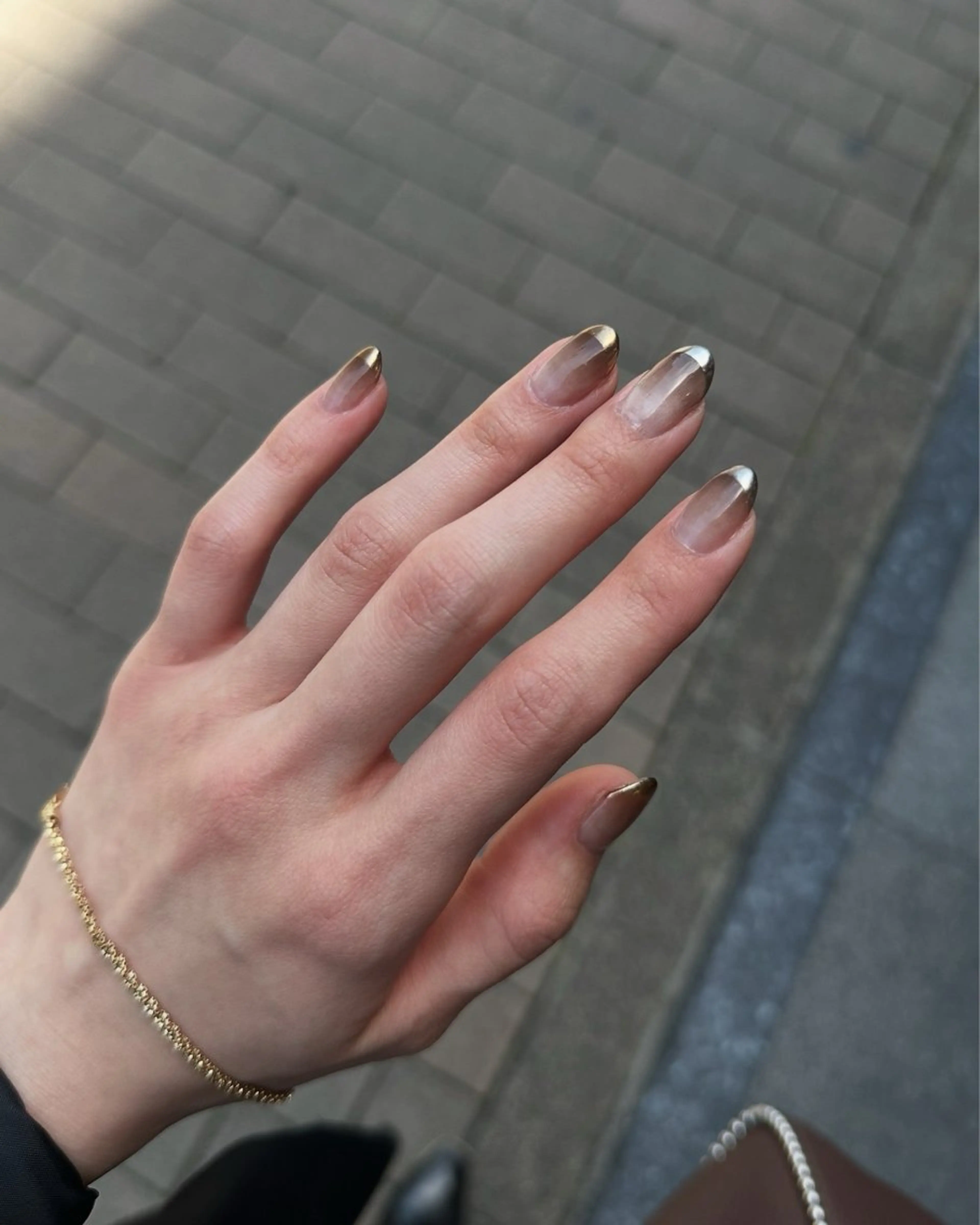 ネイル フレンチネイル グラデーション ミラーネイル loveday halukaのネイルデザイン