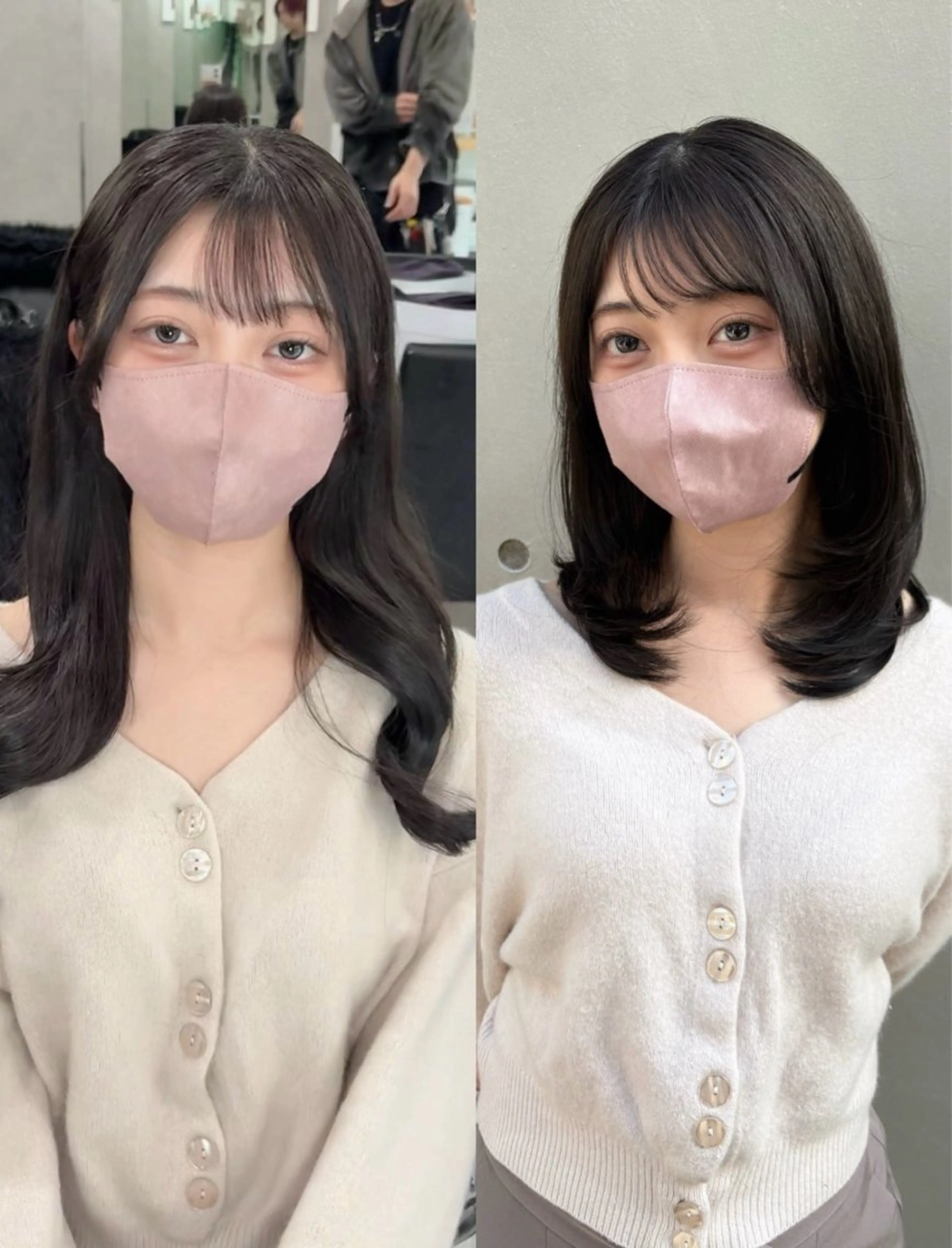 ミディアム カット がわ/ハイレイヤー /ハイトーンカラーのヘアスタイル