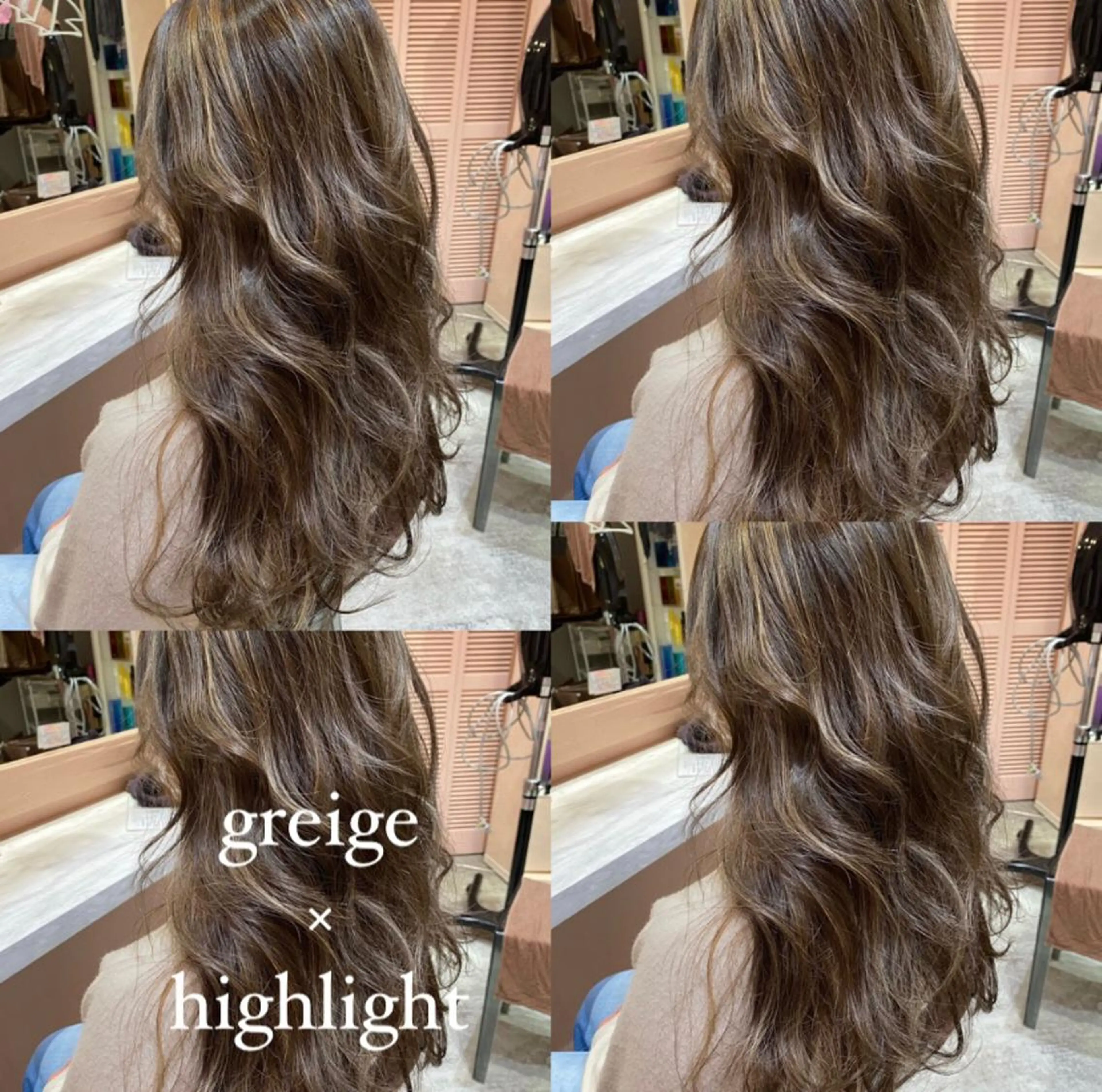 ロング カラー パーマ ヘアアレンジ キッズ ブリーチ グレージュ ハイライトカラー ハイライト RIYA❤︎ Aujuaソムリエのヘアスタイル