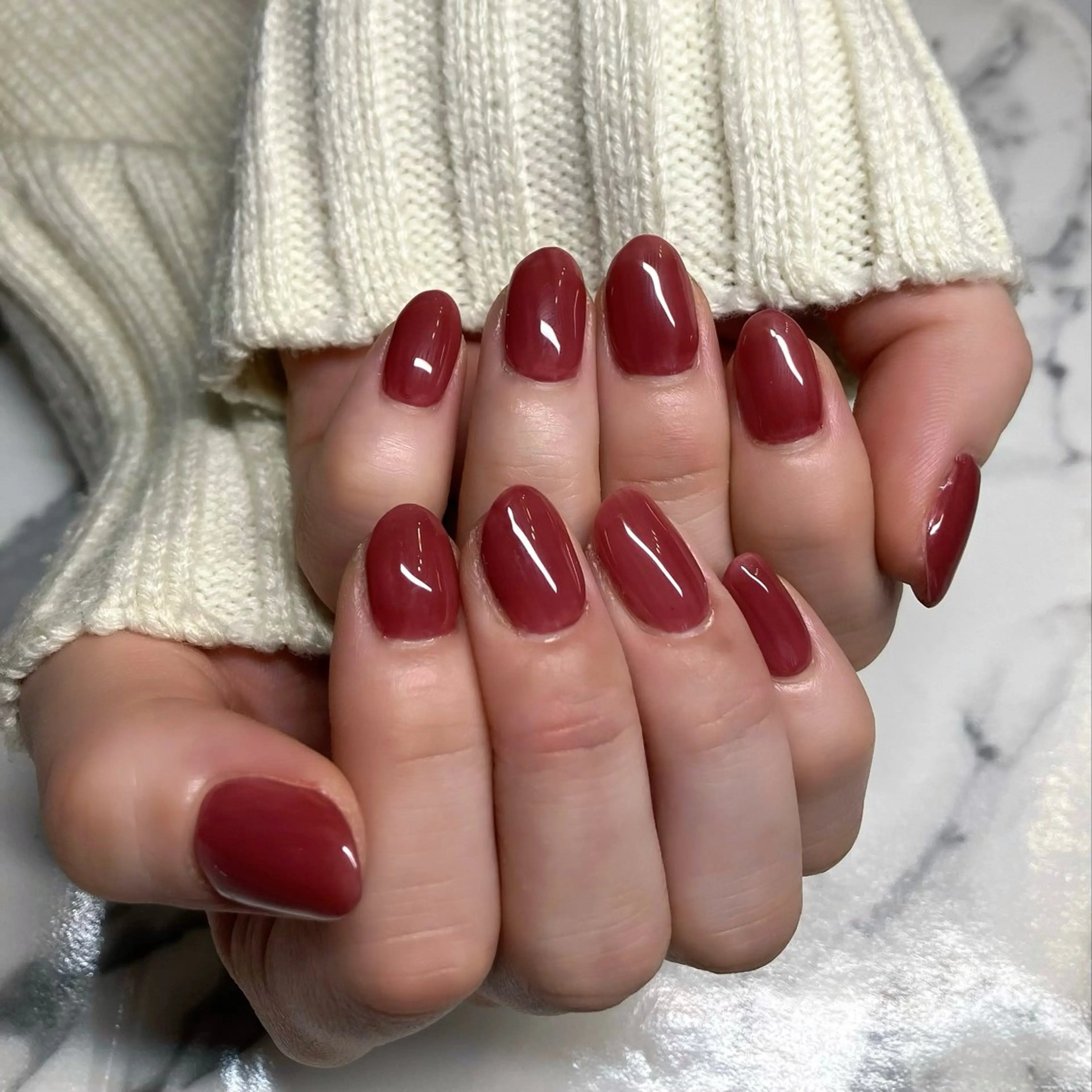 ネイル ボルドー ワンカラーネイル MALAMA NAILのネイルデザイン