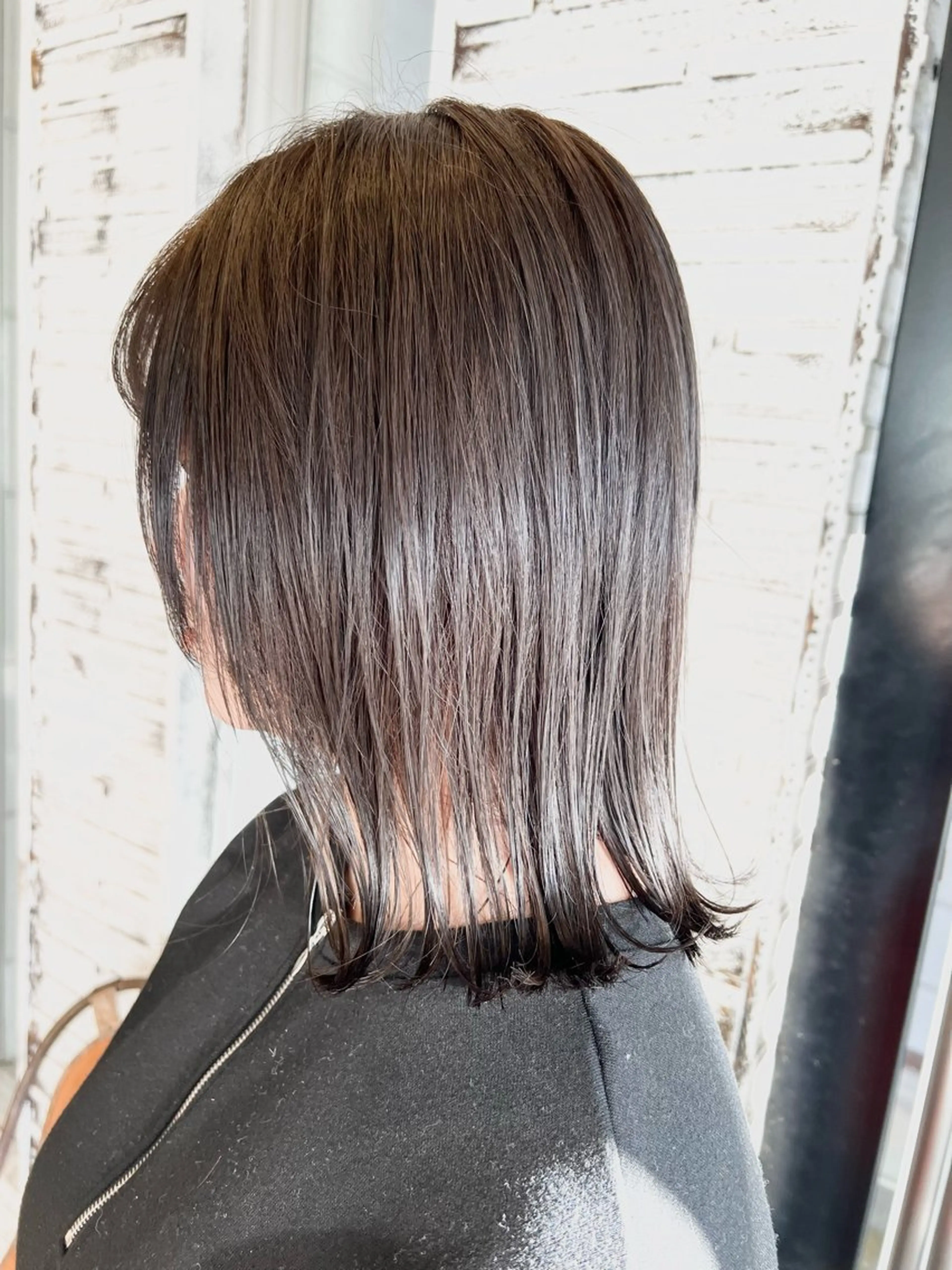 ミディアム カラー アッシュ アッシュグレー アッシュグレージュ 透明感カラー グレージュ カット ヘアカラー IKU ミニボブ名古屋のヘアスタイル