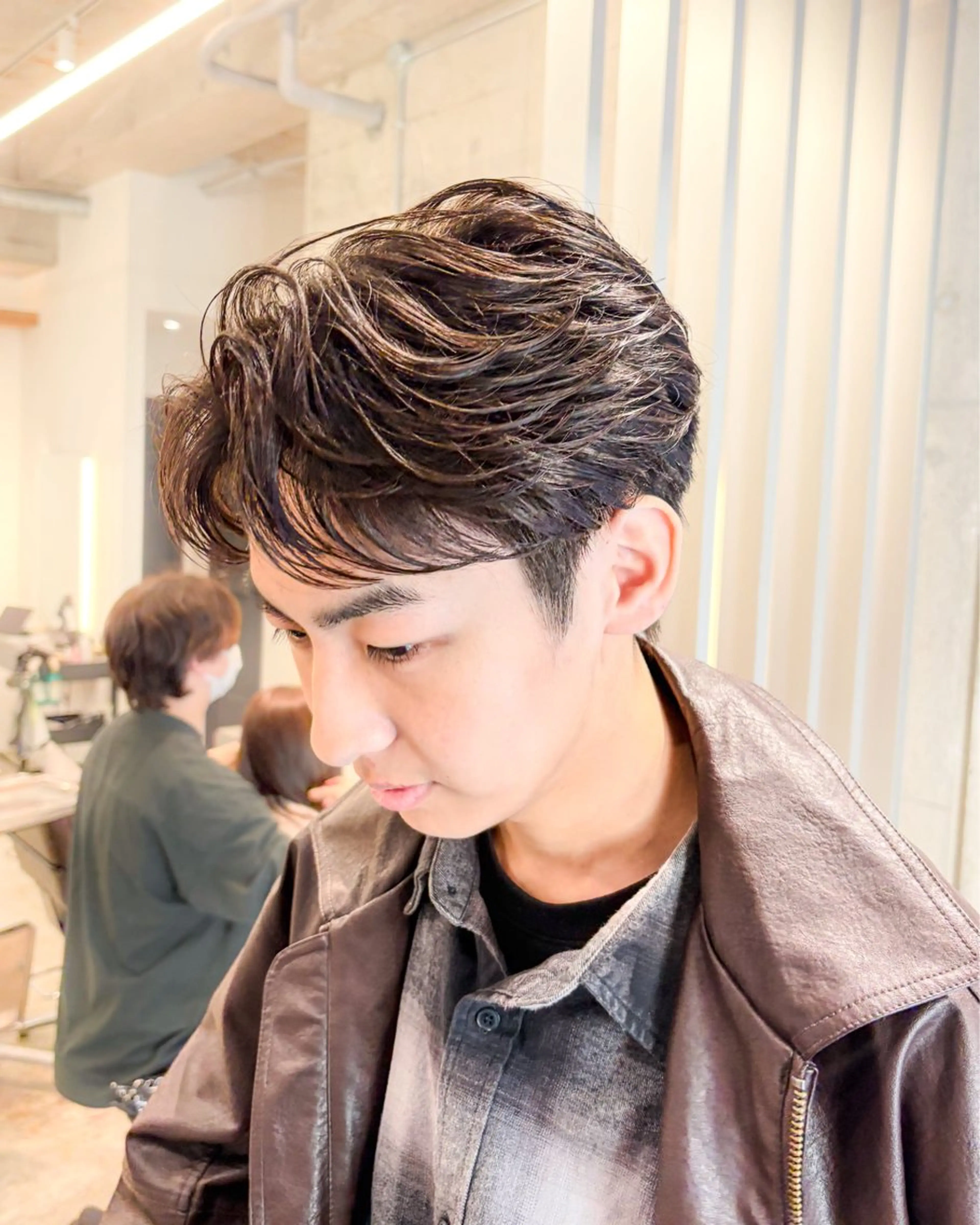 パーマ メンズ オールバック フェードカット メンズショート スパイキーショート 縮毛矯正 カット パーマ 【メンズ縮毛矯正】 FILMS  軍司のヘアスタイル