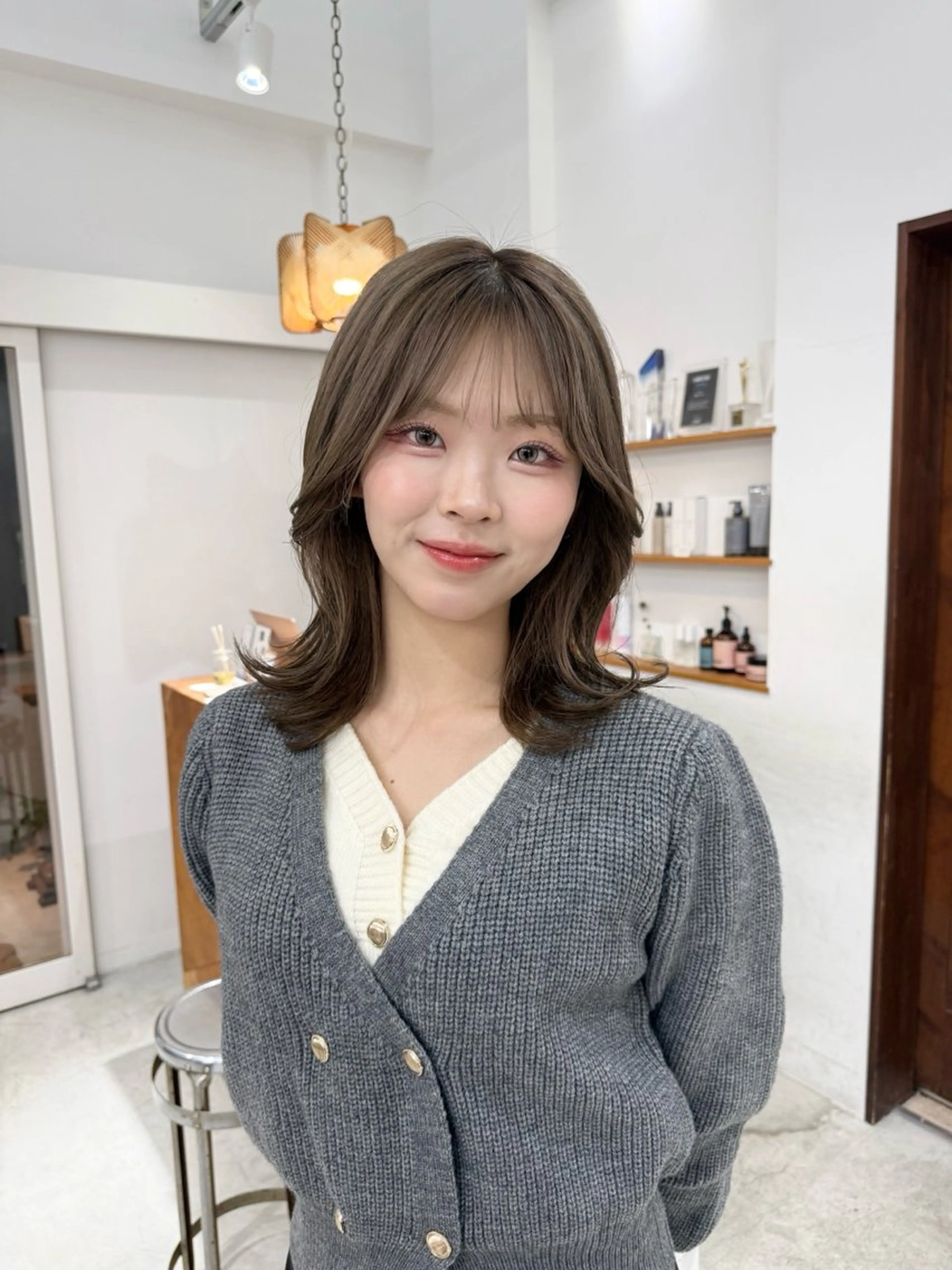 ミディアム カラー 髪質改善ストレート ケアブリーチ/ミオのヘアスタイル