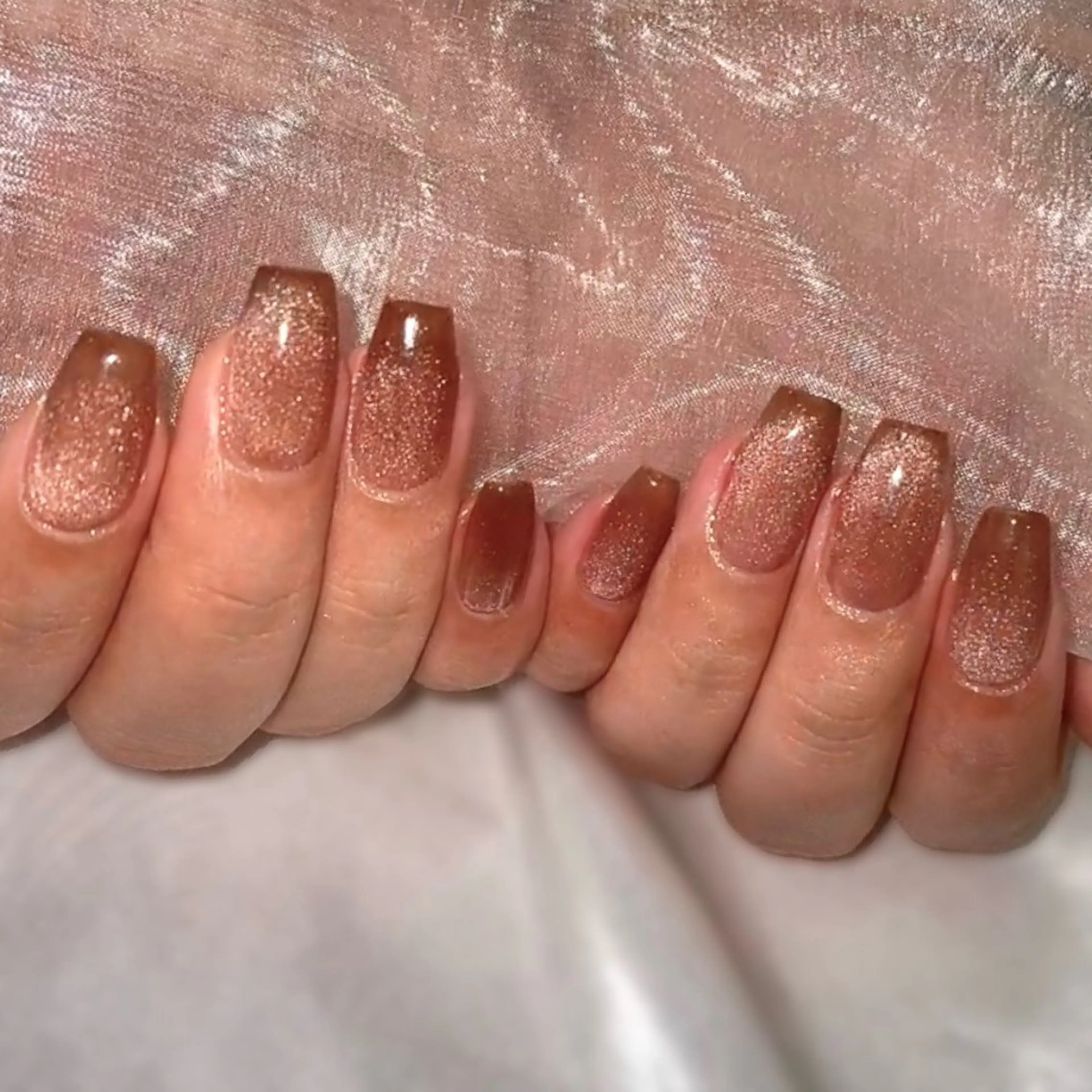 ネイル ブラウン マグネットネイル ハンドネイル 自宅サロン 美蘭のネイルデザイン