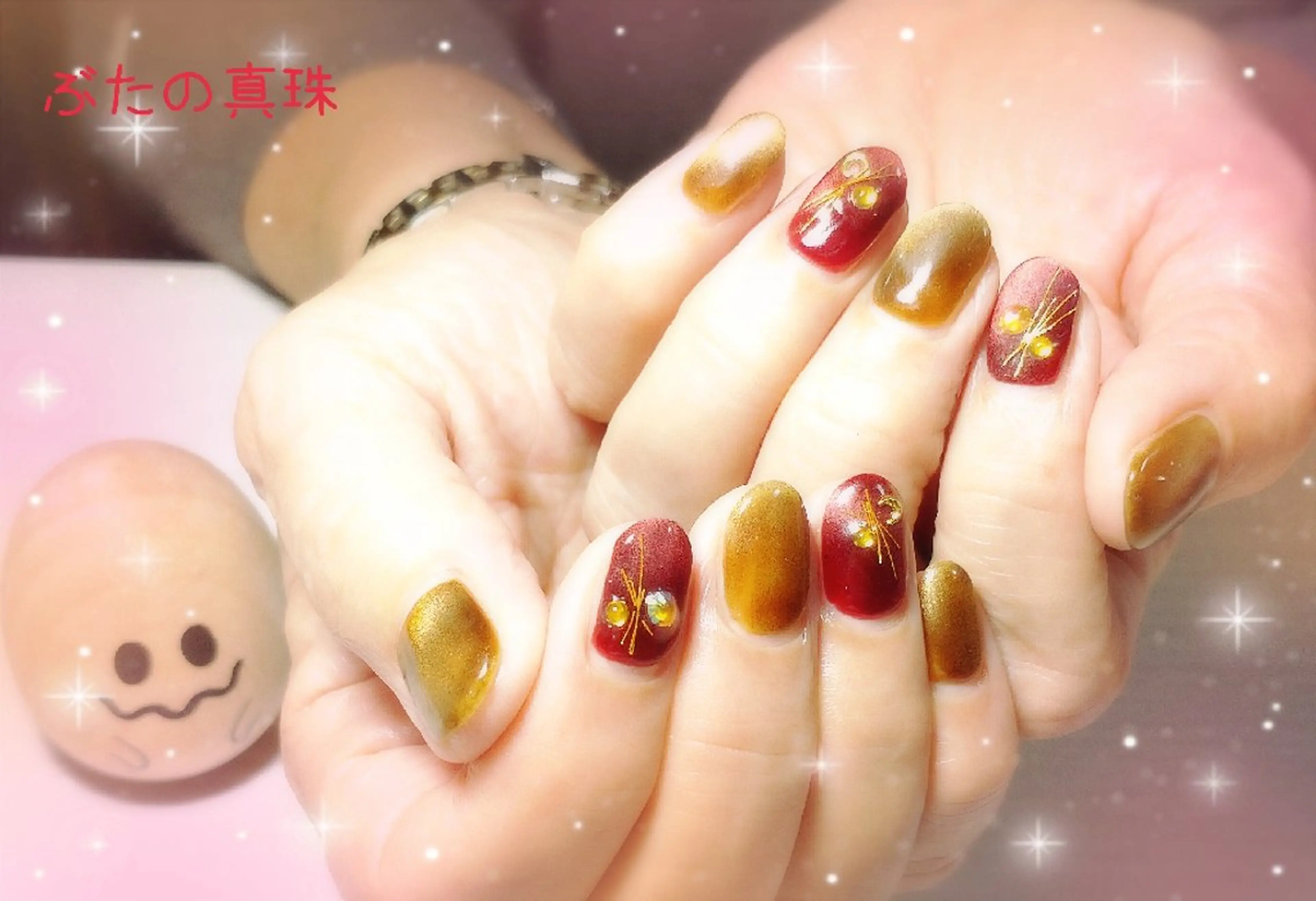 ネイル ボルドー ブラウン マグネットネイル ハンドネイル 林 珠里のネイルデザイン