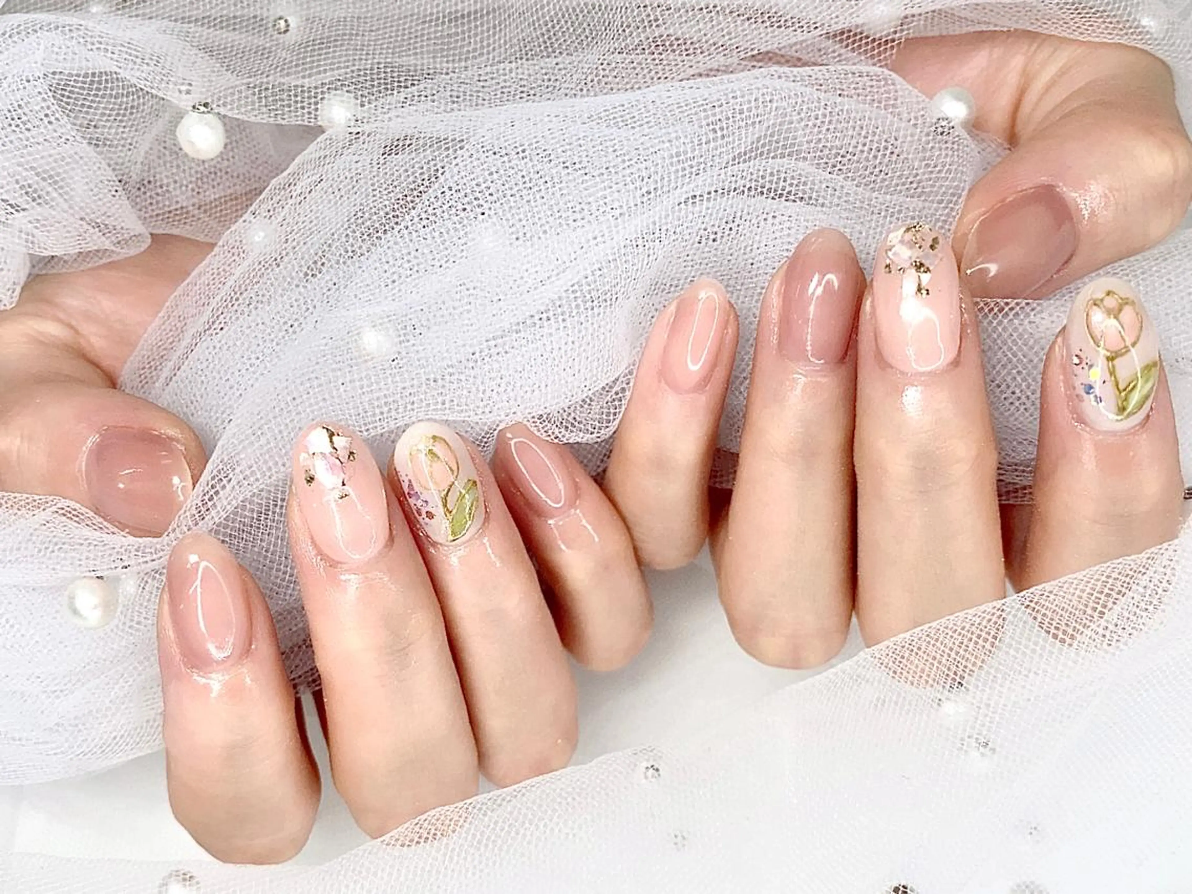 ネイル I-nailロング /ワンホン/キラキラのネイルデザイン