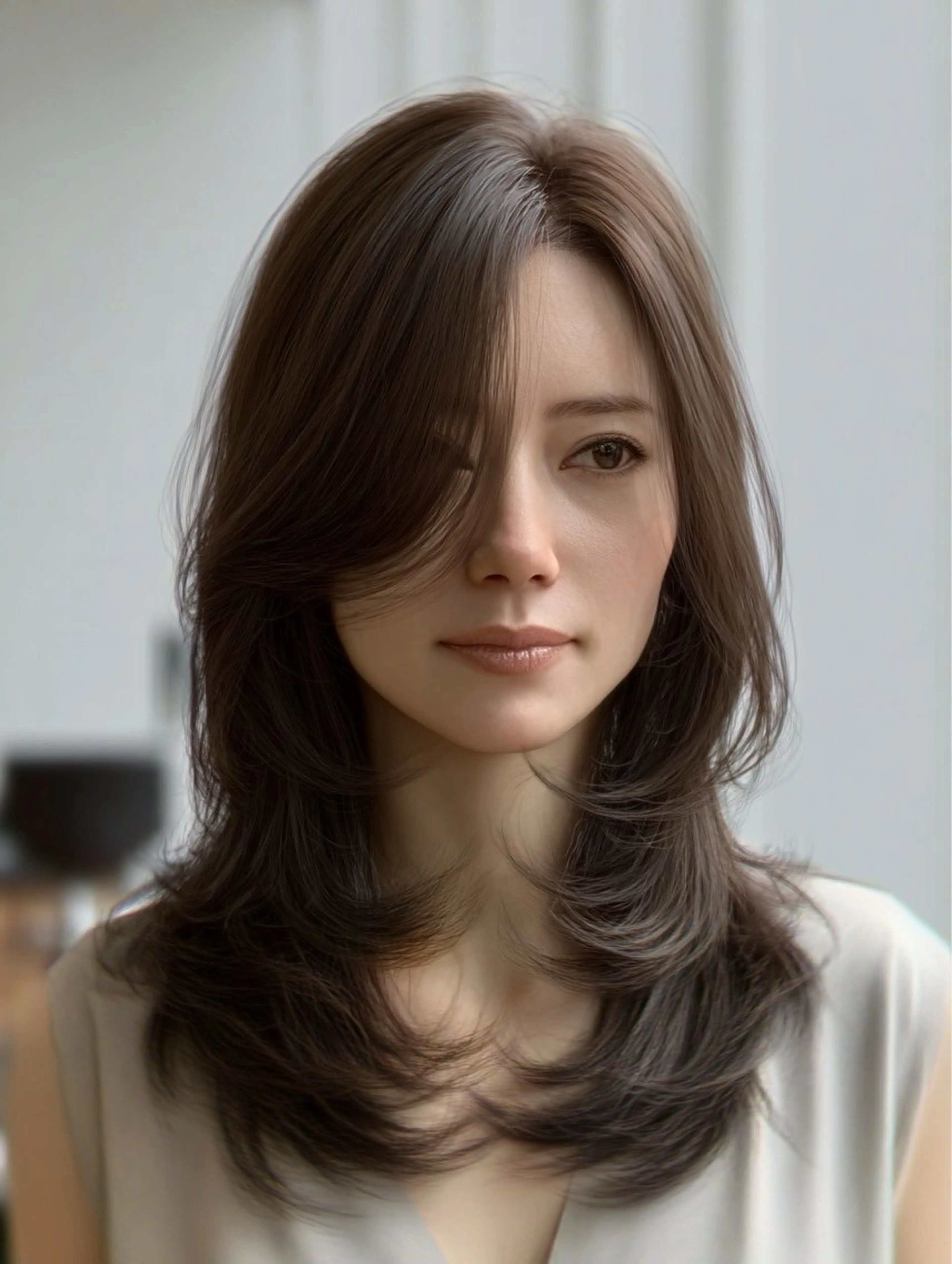 ミディアム ミディアムパーマ ハイレイヤー 髪質改善 韓国風ヘア レイヤーカット カット ヘアカラー 縮毛矯正 トリートメント ✨毛髪診断で絶対綺麗 ✨美髪艶髪専門✨高浪のヘアスタイル