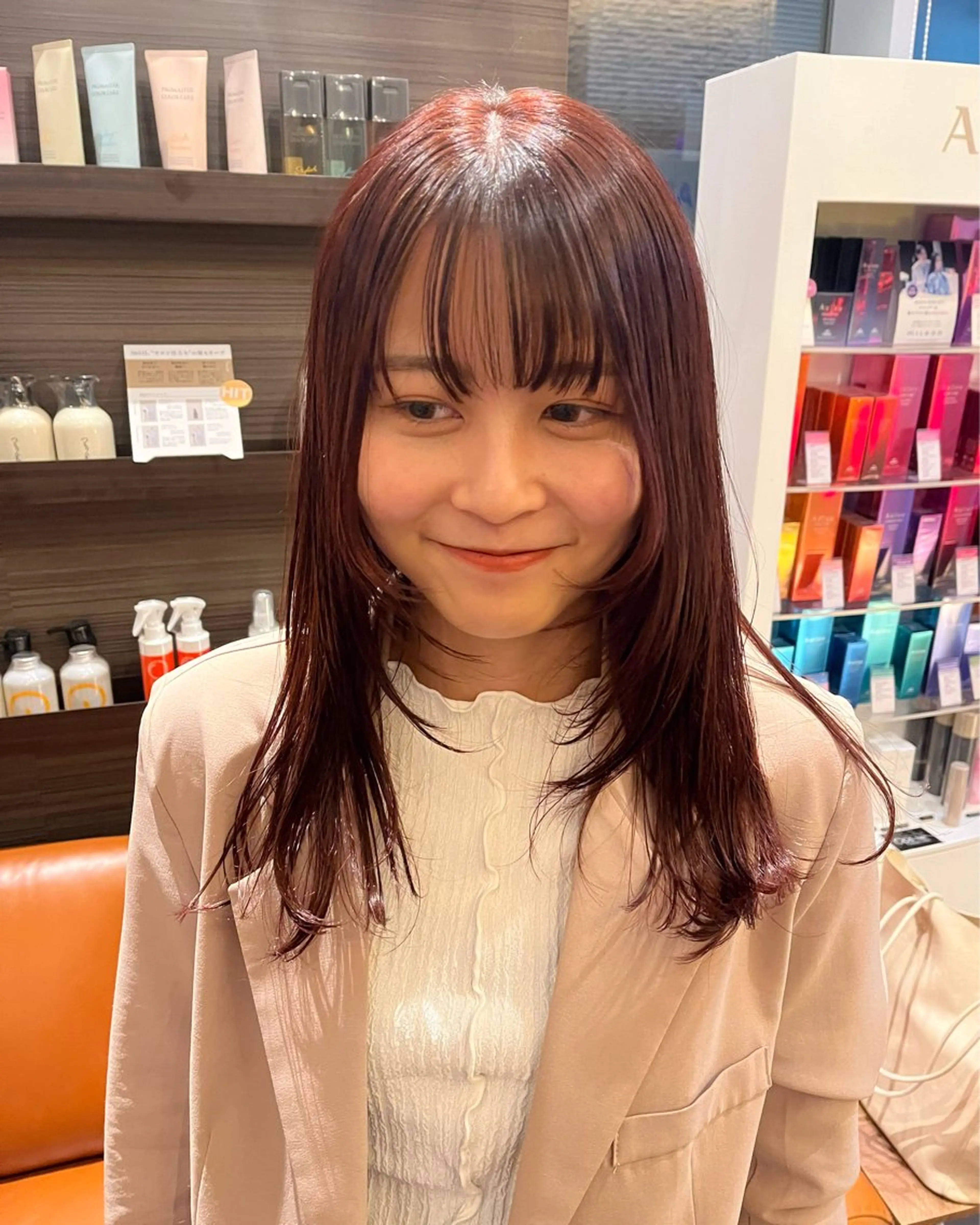 ミディアム カラー イルミナカラー ピンクカラー 顔まわりレイヤー 顔周りカット レイヤーカット ops hair/ なごみのヘアスタイル