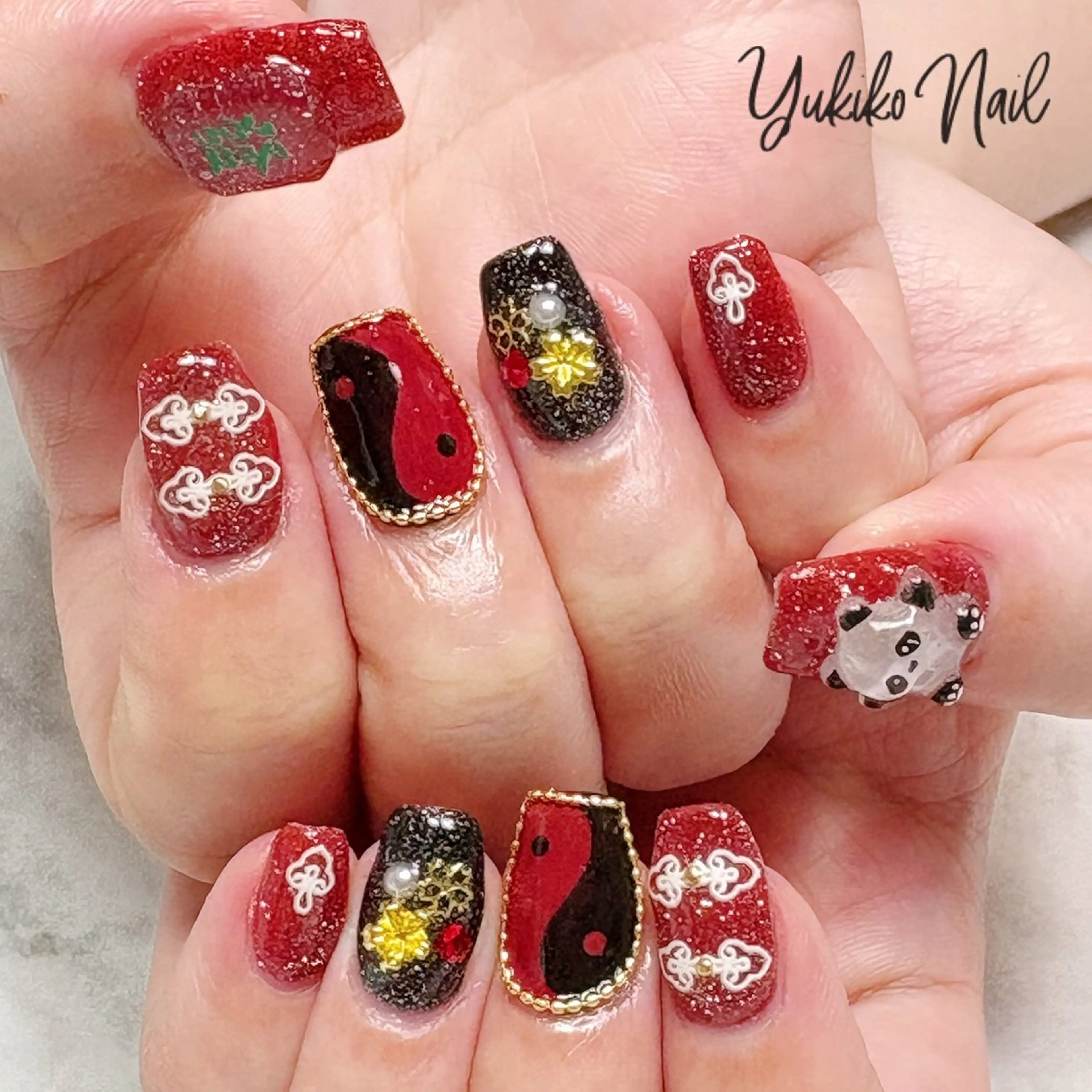 ネイル 持ち込み 赤色 ハンドネイル ユキコ ネイルのネイルデザイン