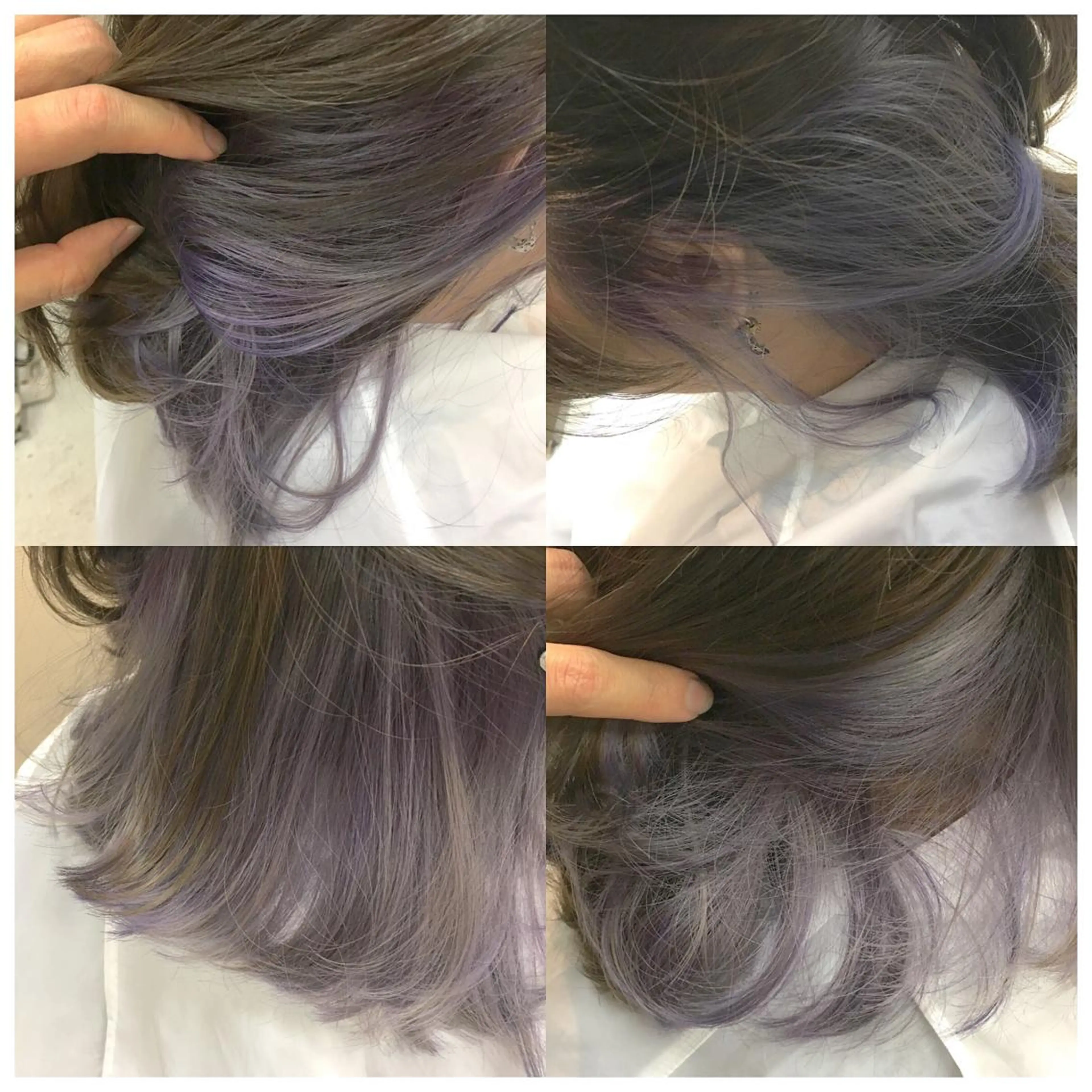 ミディアム カラー パーマ ヘアアレンジ インナーカラー ラベンダーカラー ハイトーン特化🤍 浦住のヘアスタイル