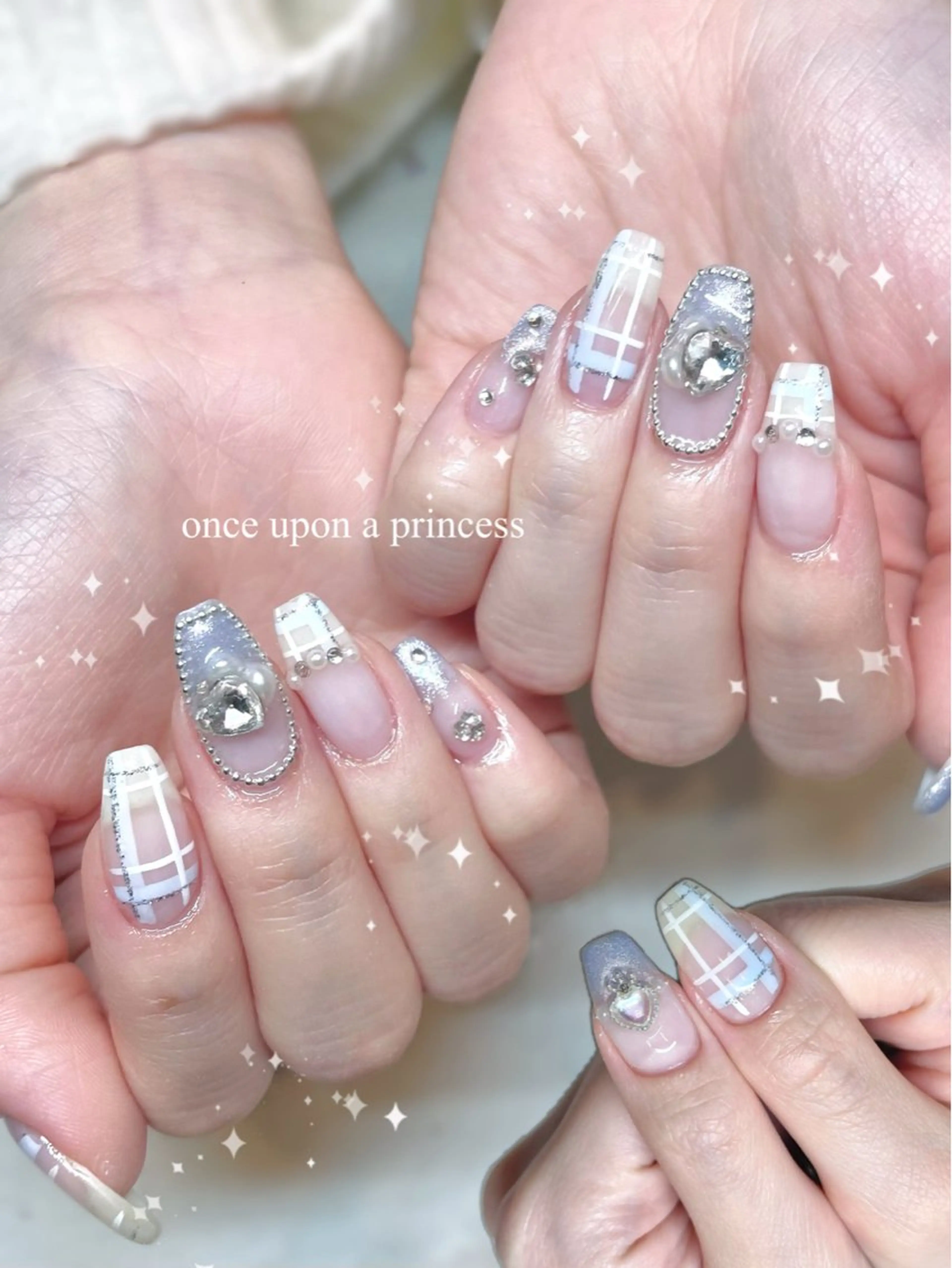 ネイル 水色 ハンドネイル Once upon a princessのネイルデザイン