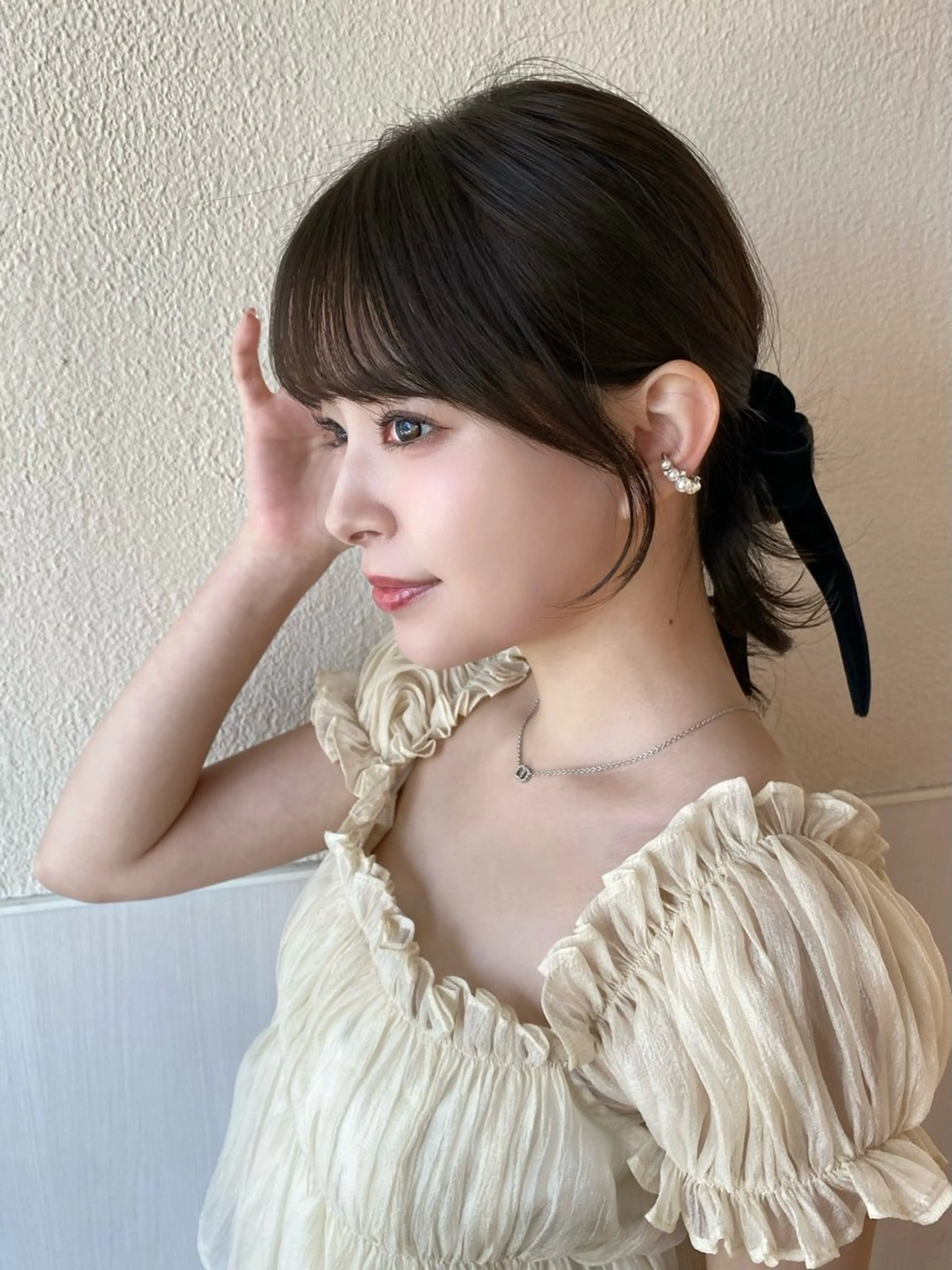 セミロング カラー ヘアアレンジ グレージュ オリーブグレージュ オリーブグレー 顔周りカット カット ヘアカラー トリートメント RIHO/愛されモテ /透明感カラーのヘアスタイル