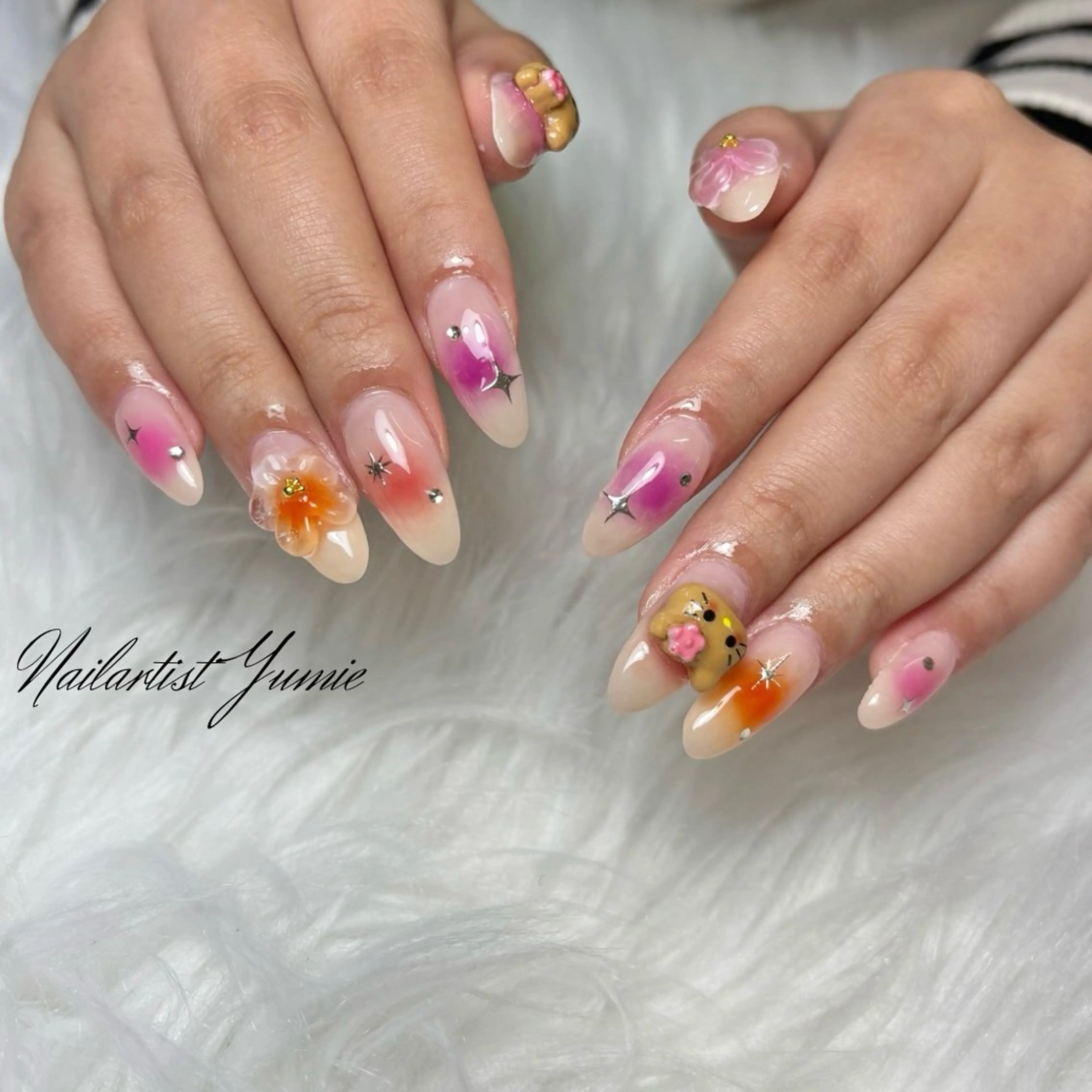 ネイル チークネイル 持ち込み ハンドネイル NAILSALON en+沖縄市美原のネイルデザイン