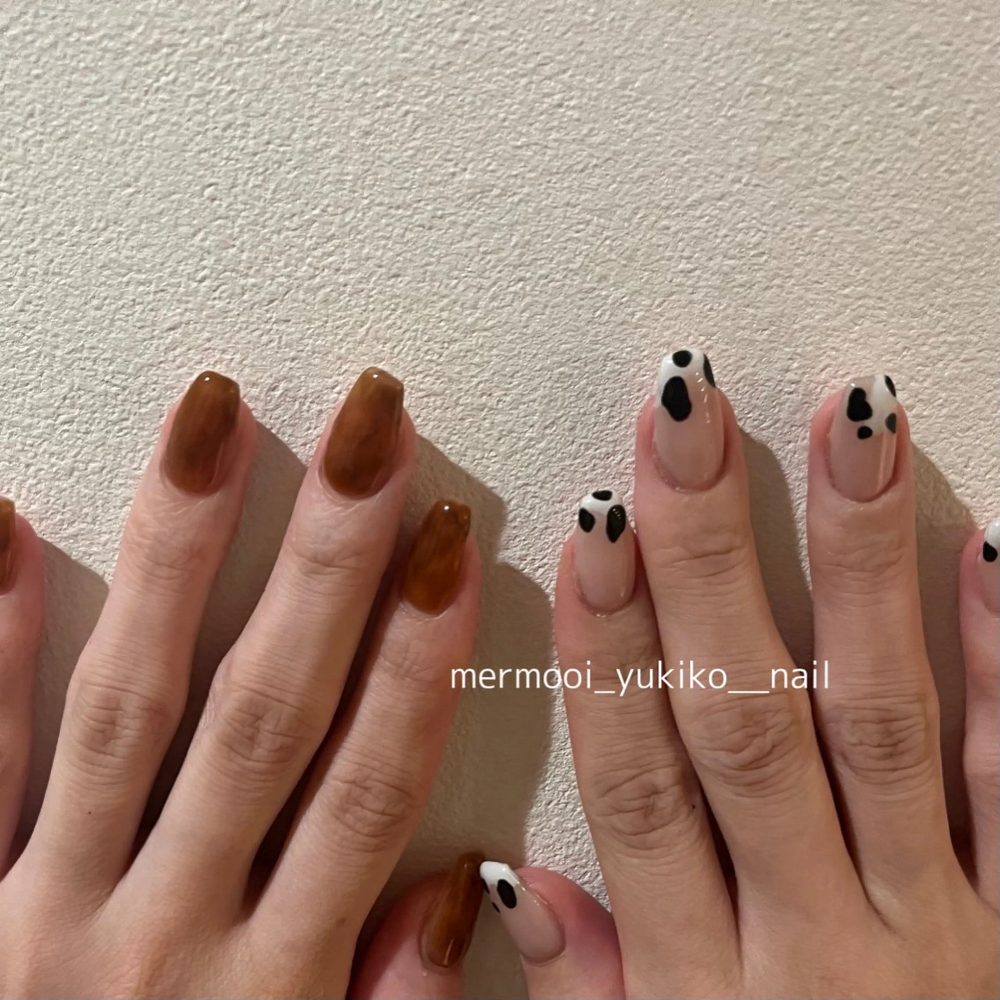 ネイル アニマル柄 べっ甲ネイル ニュアンスネイル ハンドネイル melumooi nailのネイルデザイン
