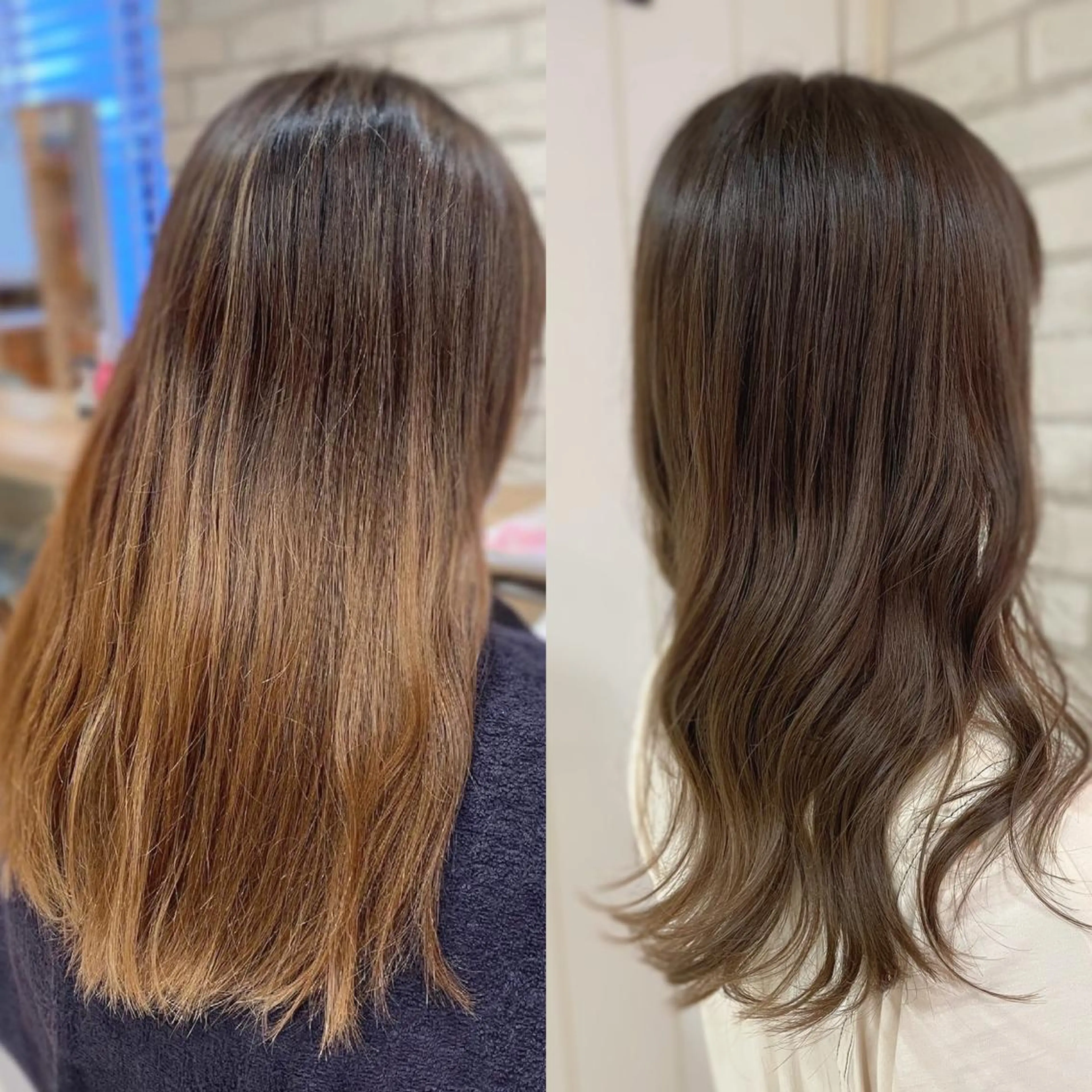 セミロング カラー グレージュ ハイライトカラー ハイライト カット ヘアカラー トリートメント 清水 有実子のヘアスタイル