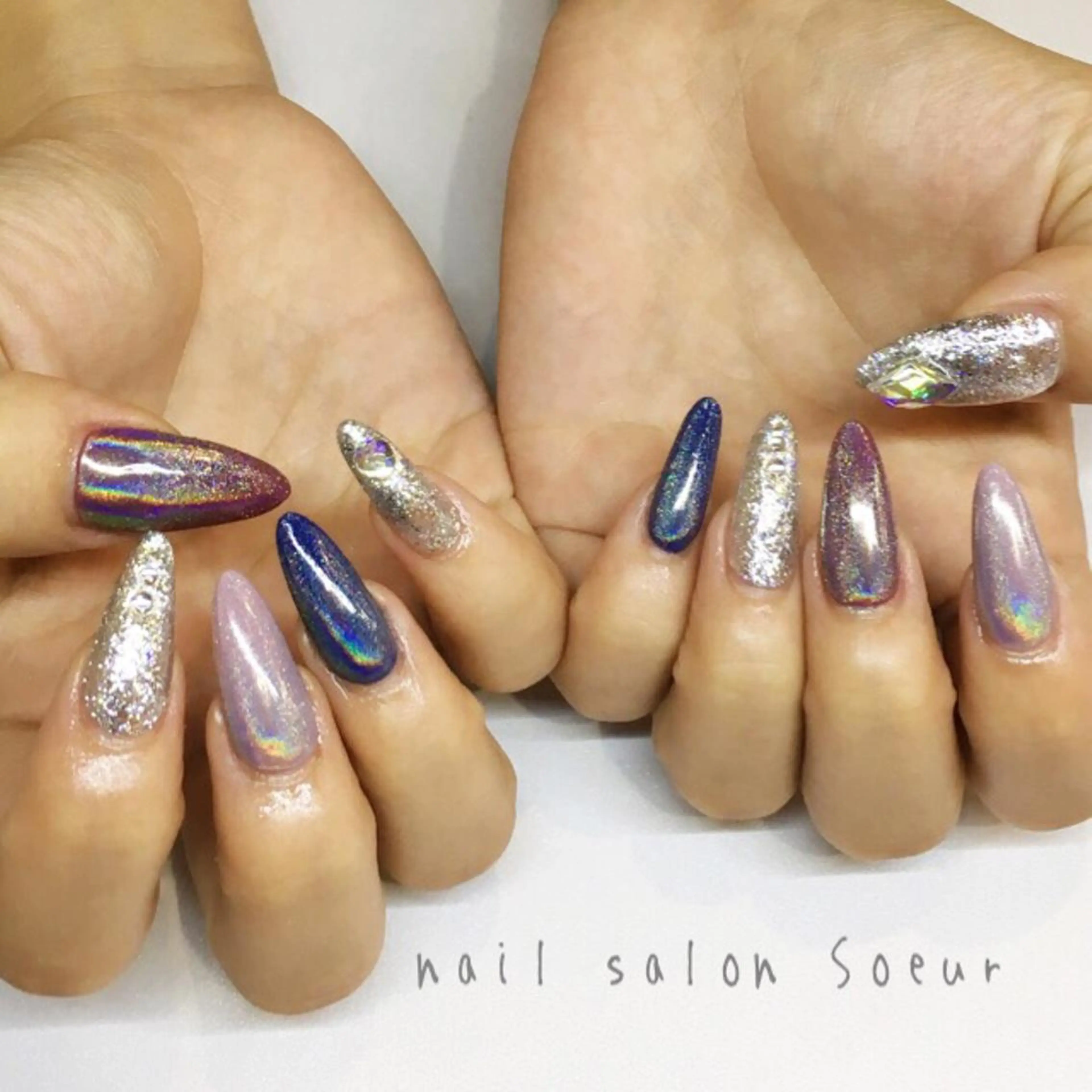 ネイル キラキラネイル 持ち込み スカルプネイル シンプルネイル ハンドネイル nail salon Soeurのネイルデザイン