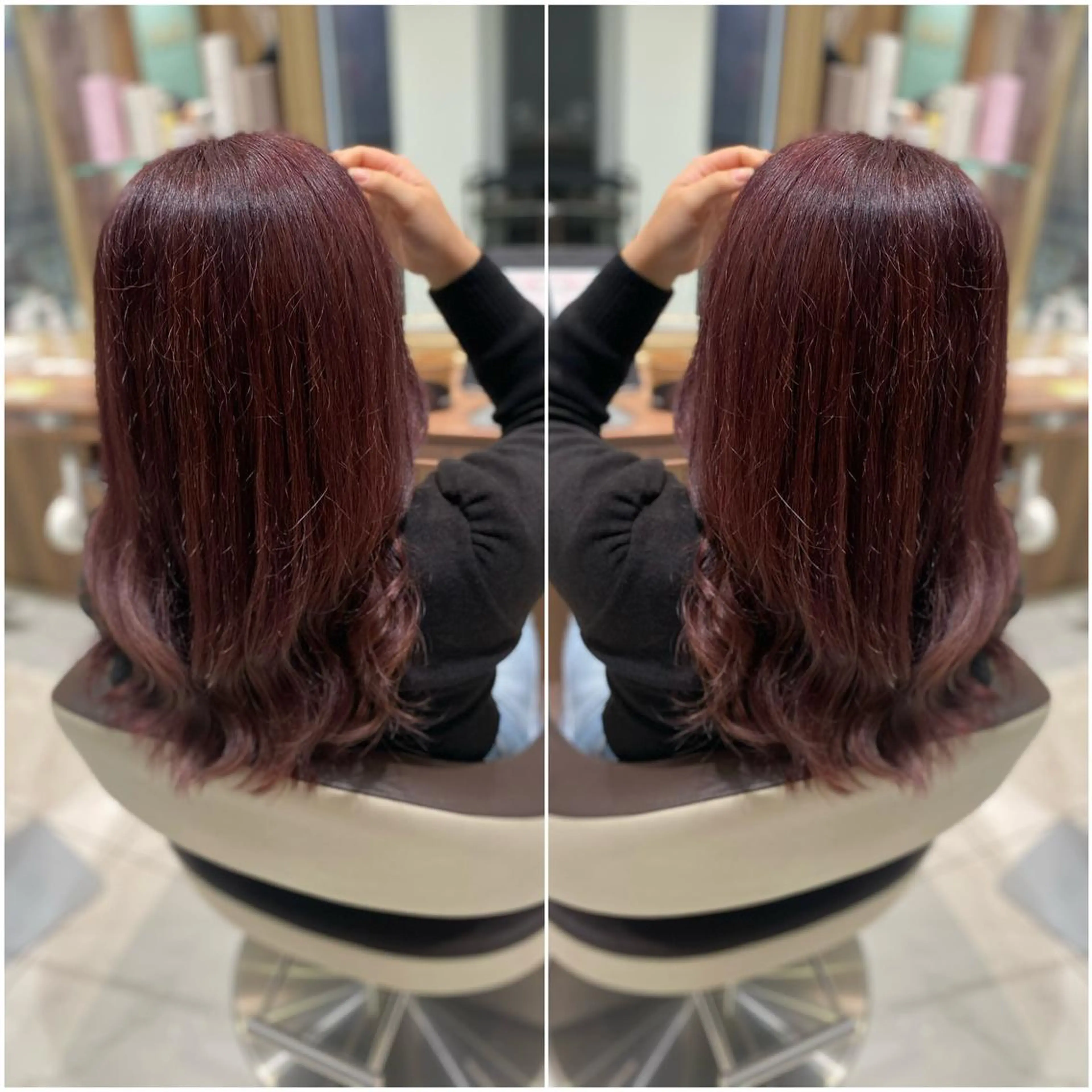 セミロング カラー 全席個室　暖色カラー Zina松園優香🌸のヘアスタイル