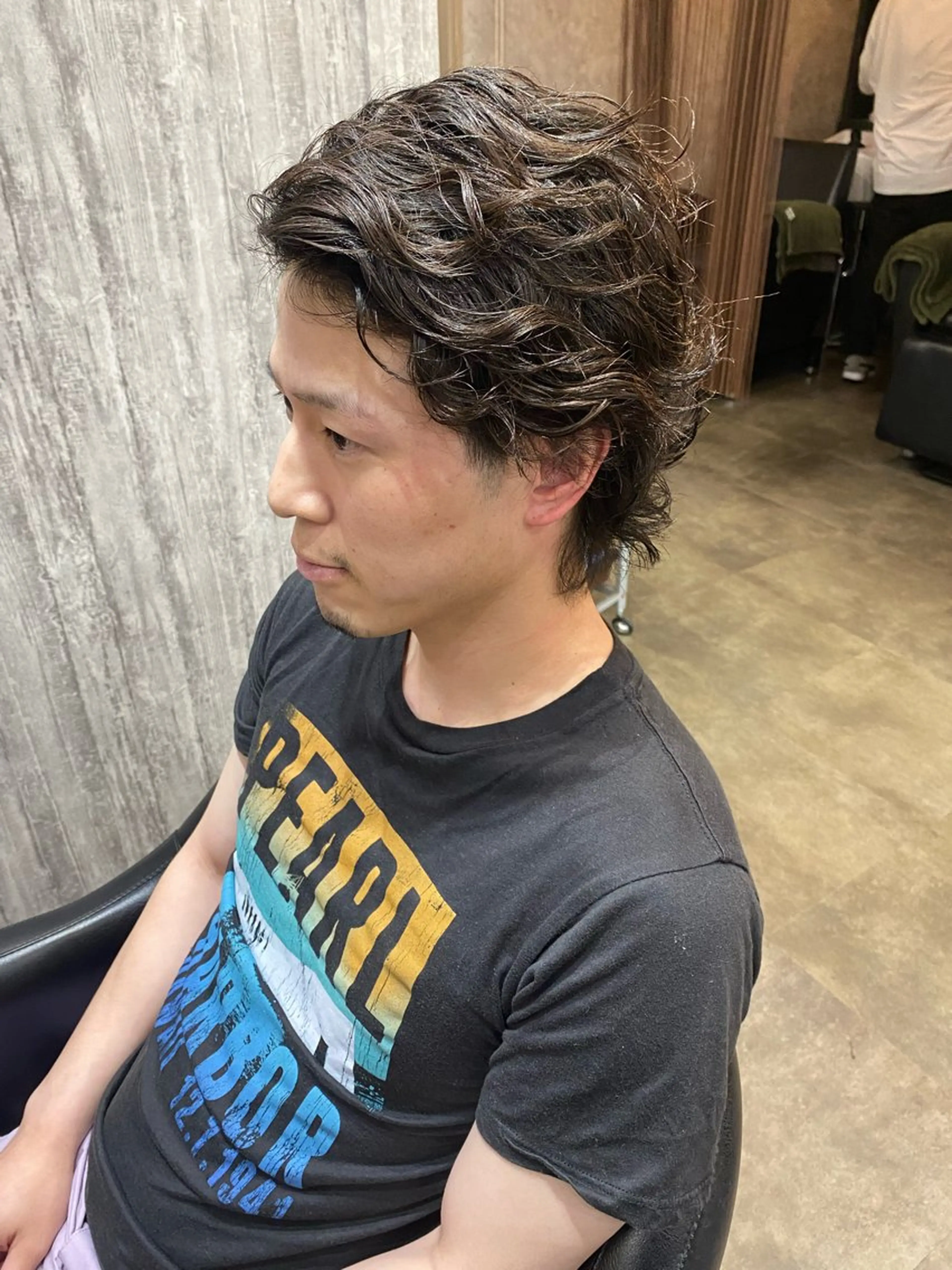 ミディアム メンズ ミディアムパーマ メンズパーマ カット パーマ 福澤玲央/博多/千代 /メンズカットのヘアスタイル