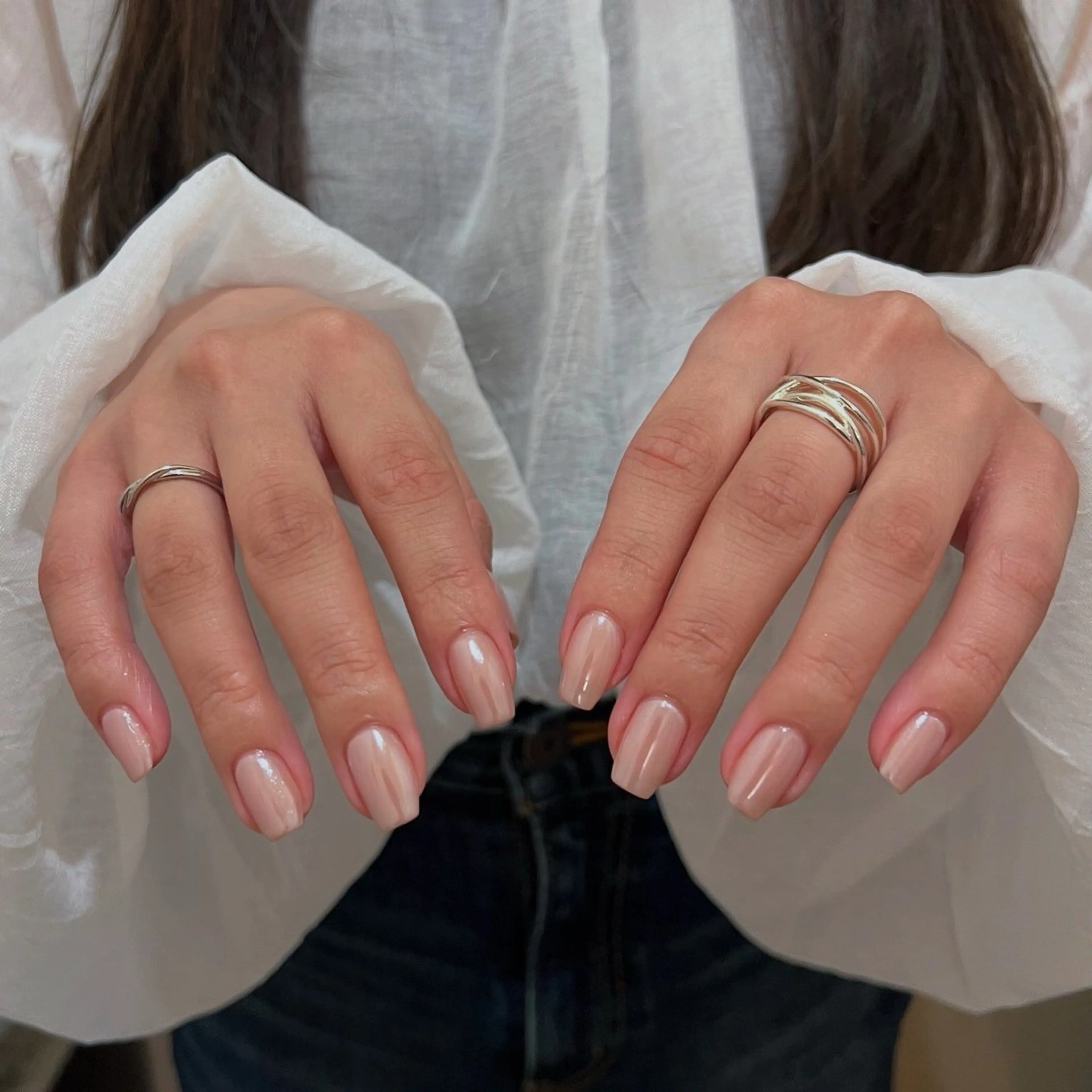 ネイル オーロラネイル ピンク ピンクベージュ ハンドネイル urun eriのネイルデザイン