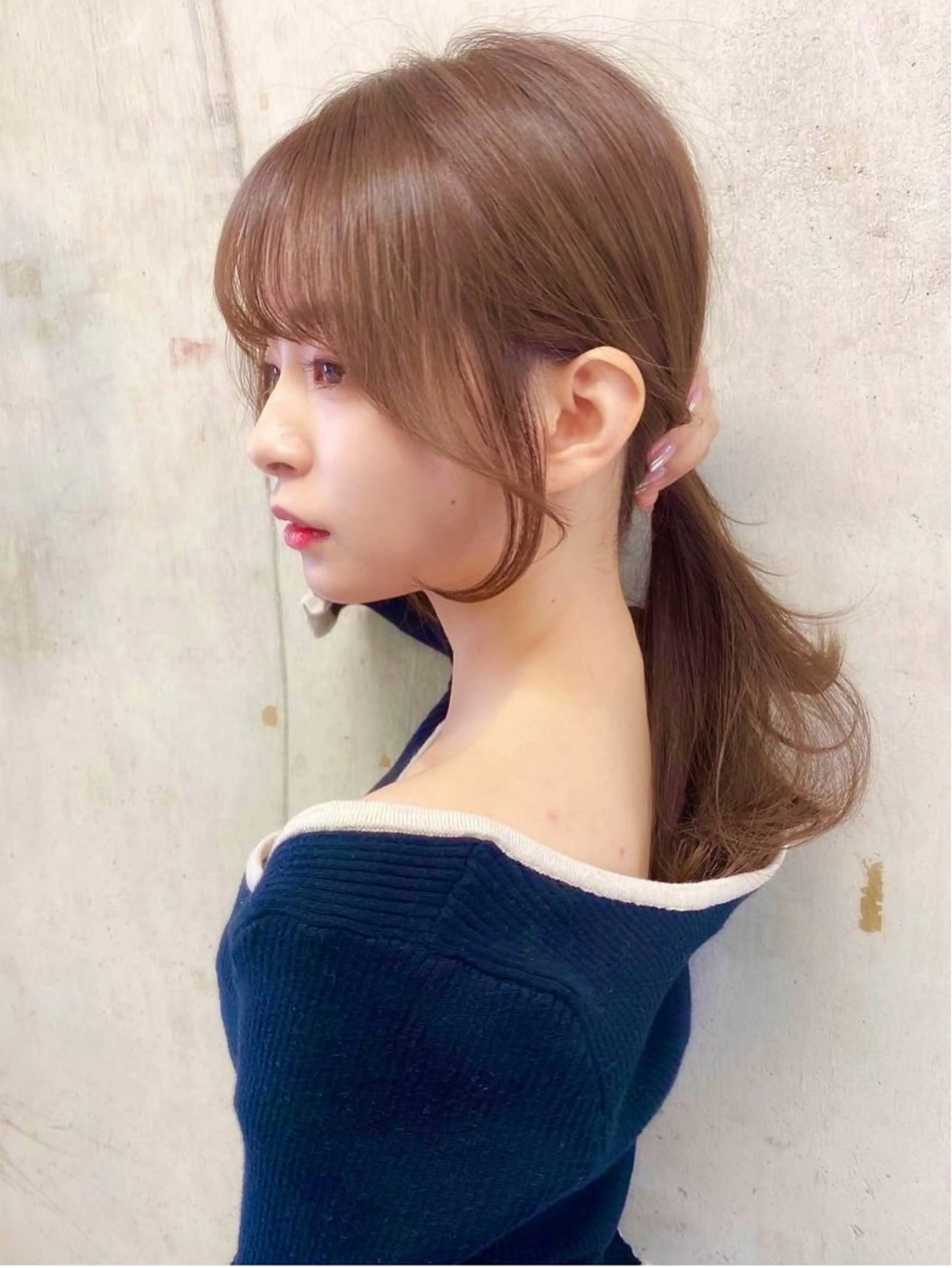 セミロング カラー カット ヘアカラー トリートメント 興津/韓国レイヤー ダブルカラー美髪縮毛のヘアスタイル