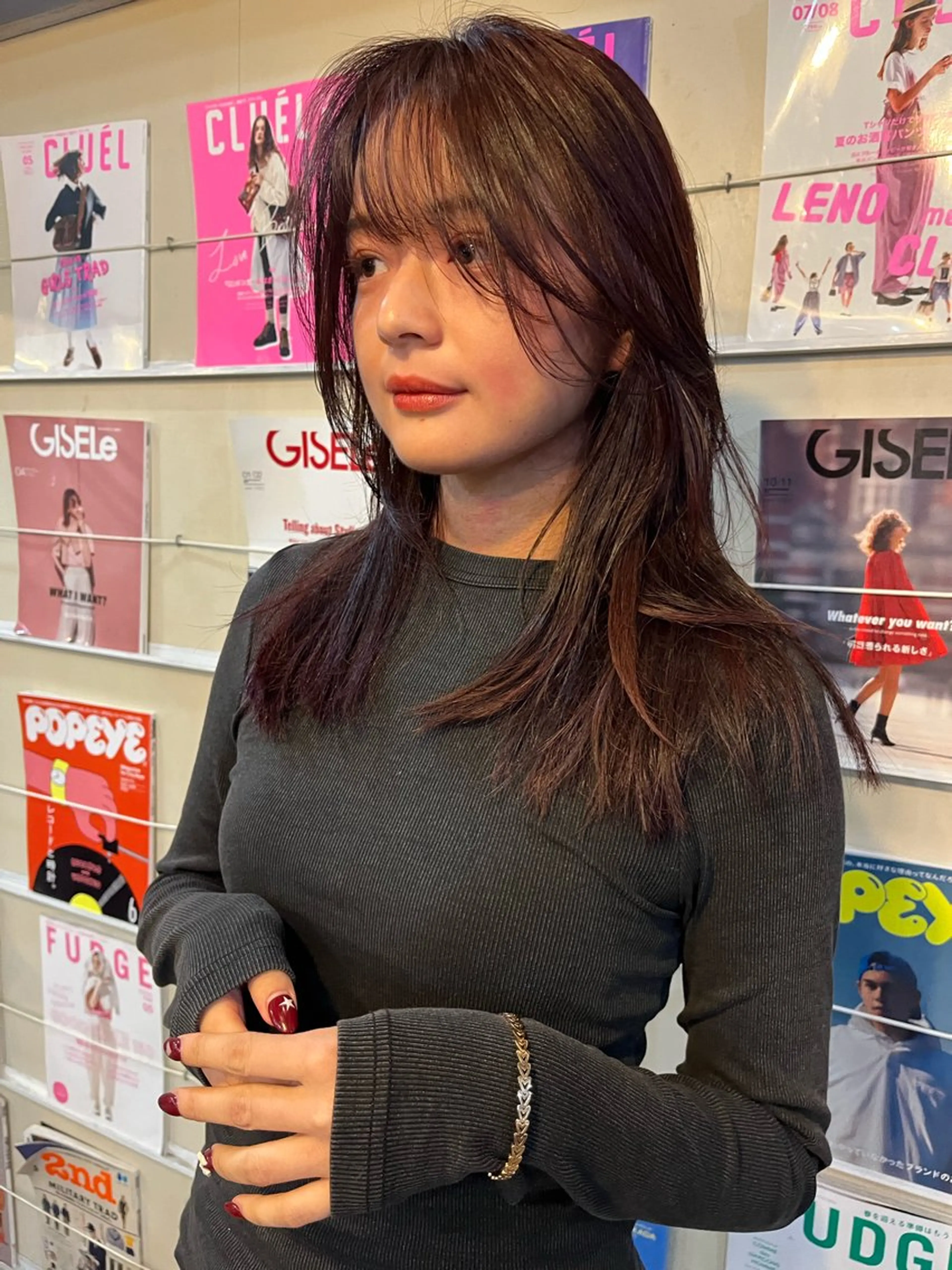 セミロング カット ヘアカラー トリートメント ハイトーン/顔まわり レイヤー/YUKAのヘアスタイル