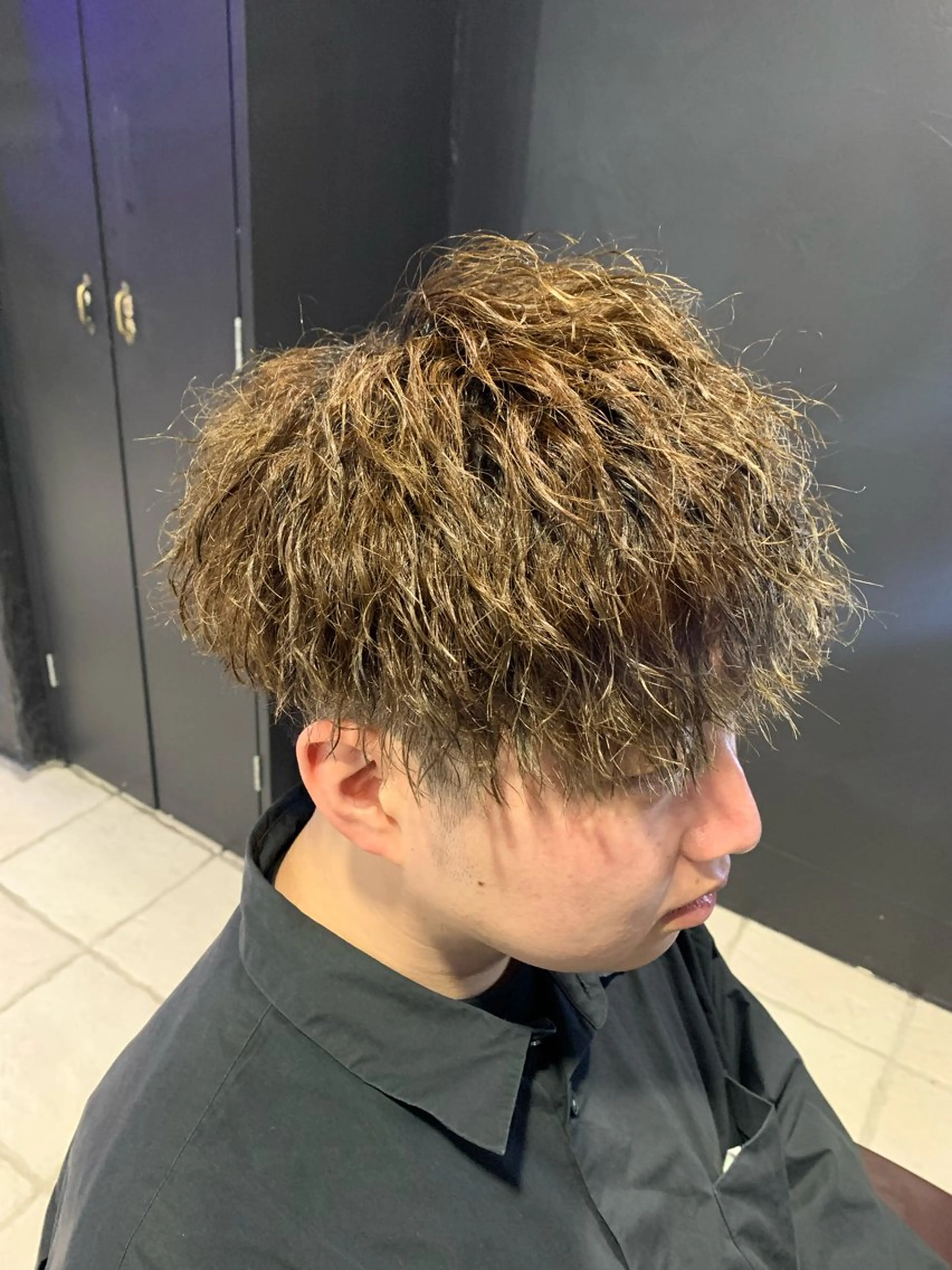 ショート メンズ カット パーマ ヘアセット メンズパーマ/難波/ 心斎橋　室園亮佑のヘアスタイル