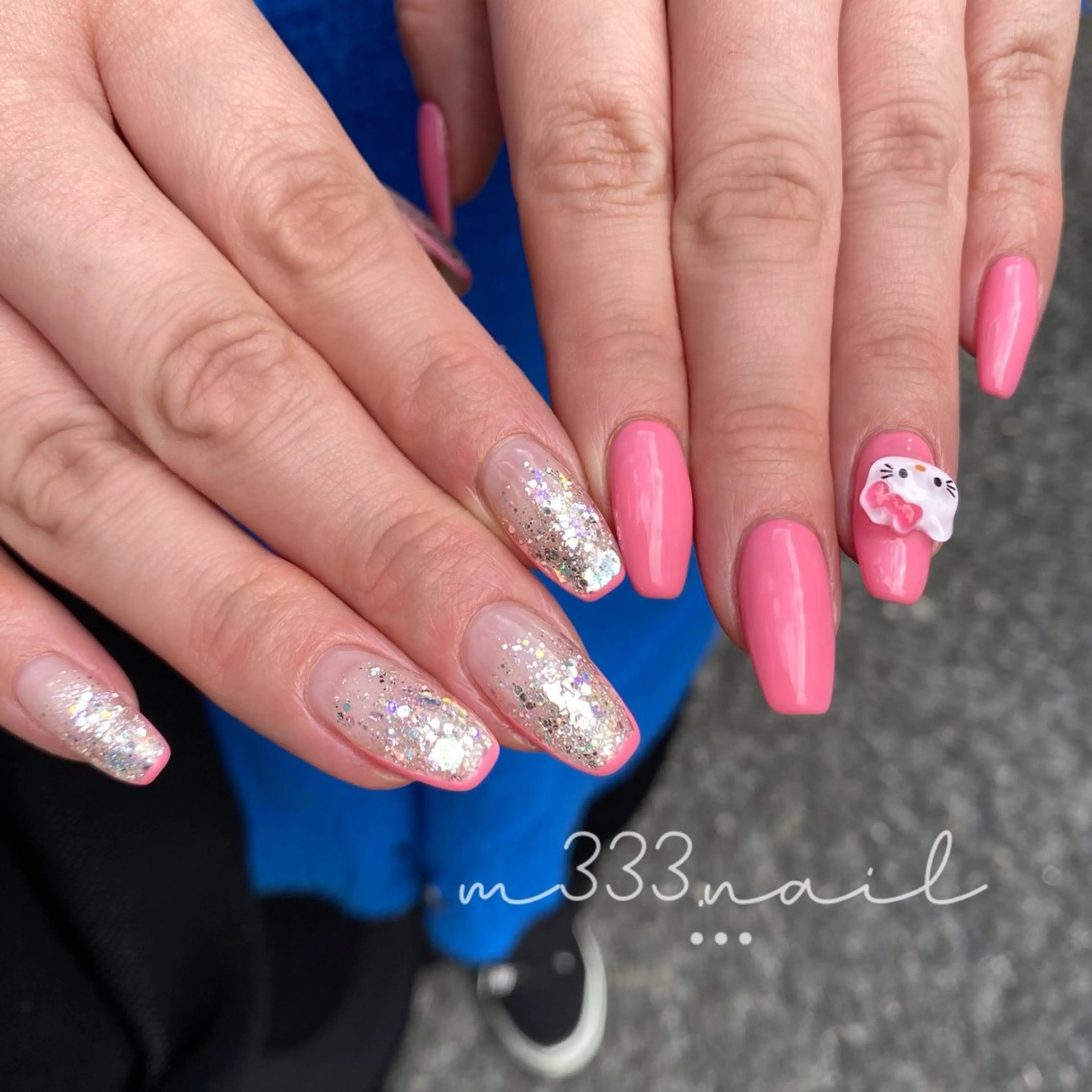 ネイル キラキラネイル ピンク ハンドネイル hair MILE.所属・MILE. mukonosouのネイルデザイン