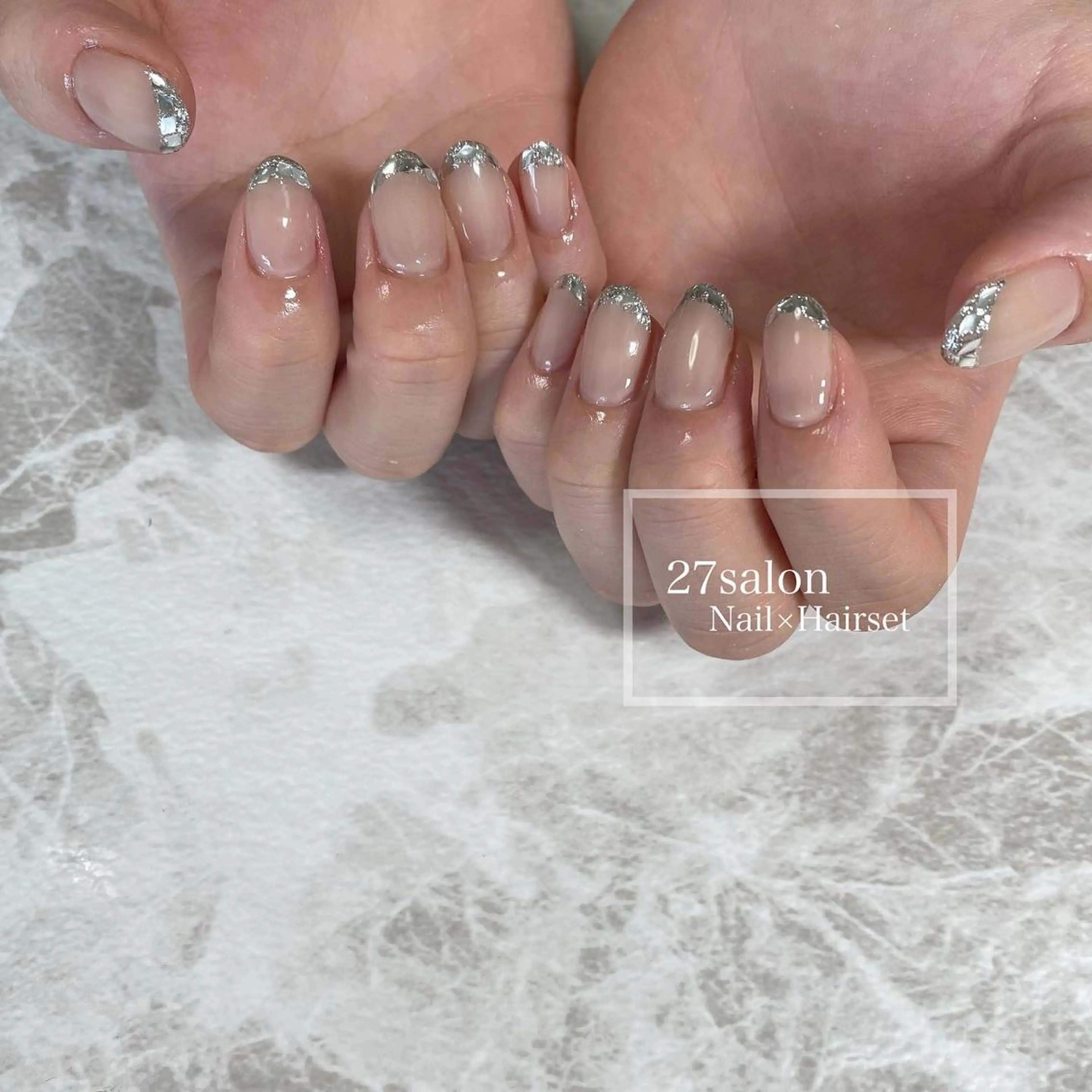 ネイル フレンチネイル ガラスフレンチ 27salon yuinaのネイルデザイン