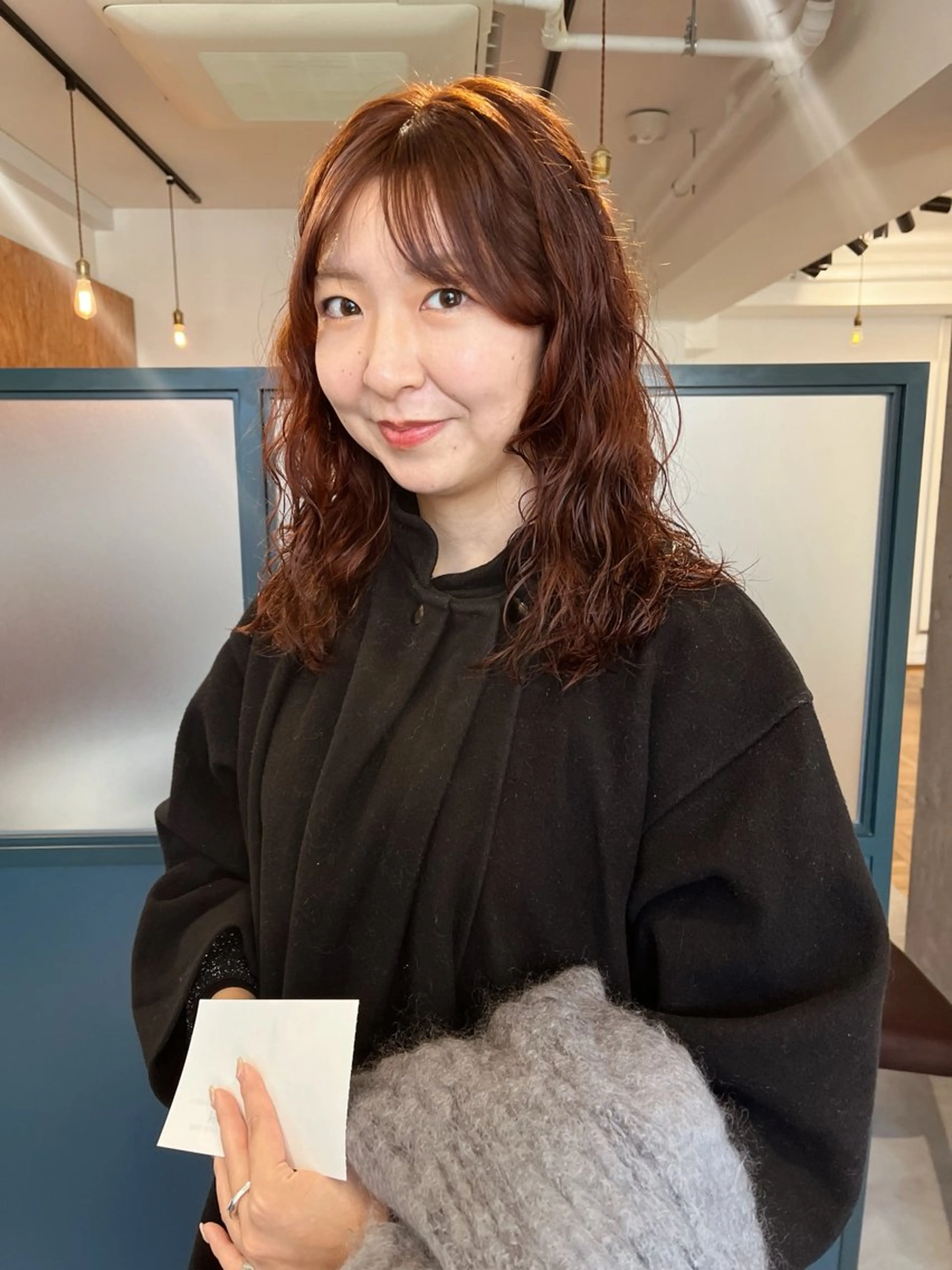 ミディアム カラー パーマ 暖色/パーマ 🌼クニトウメイのヘアスタイル