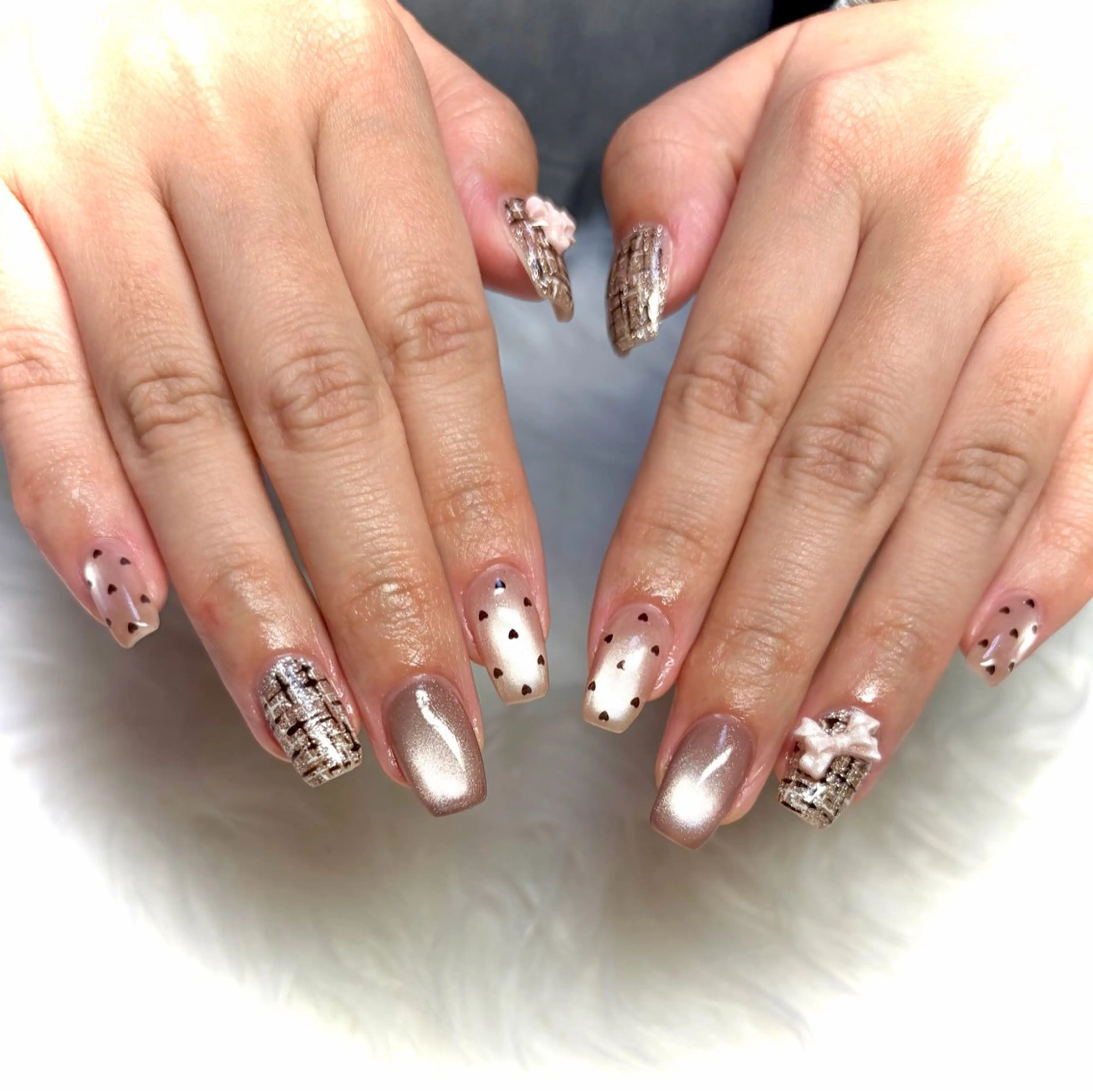 ネイル ツイードネイル バレンタイン 冬ネイル Nail room Aのネイルデザイン