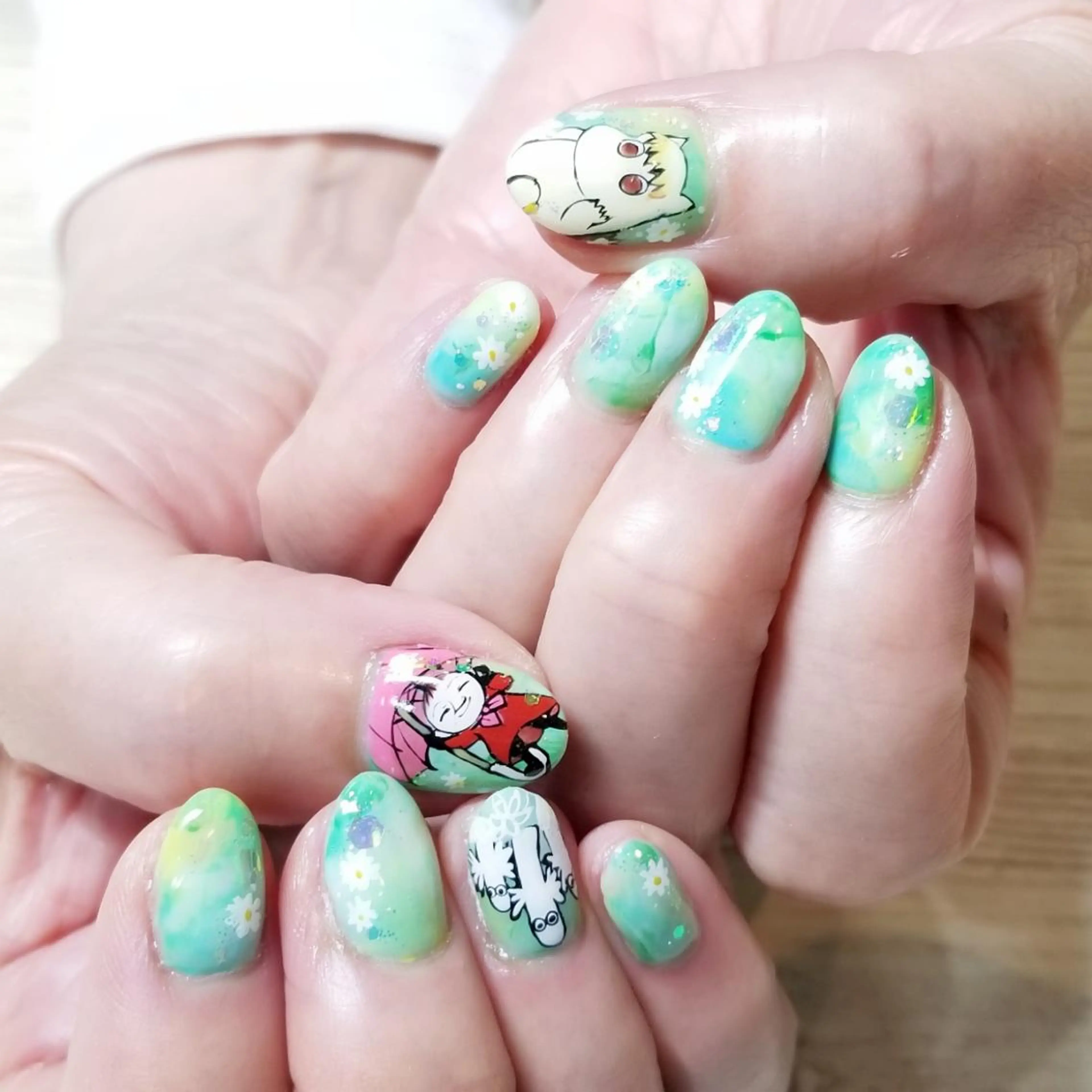 ネイル グリーン 春ネイル おで@ oderi_nailのネイルデザイン