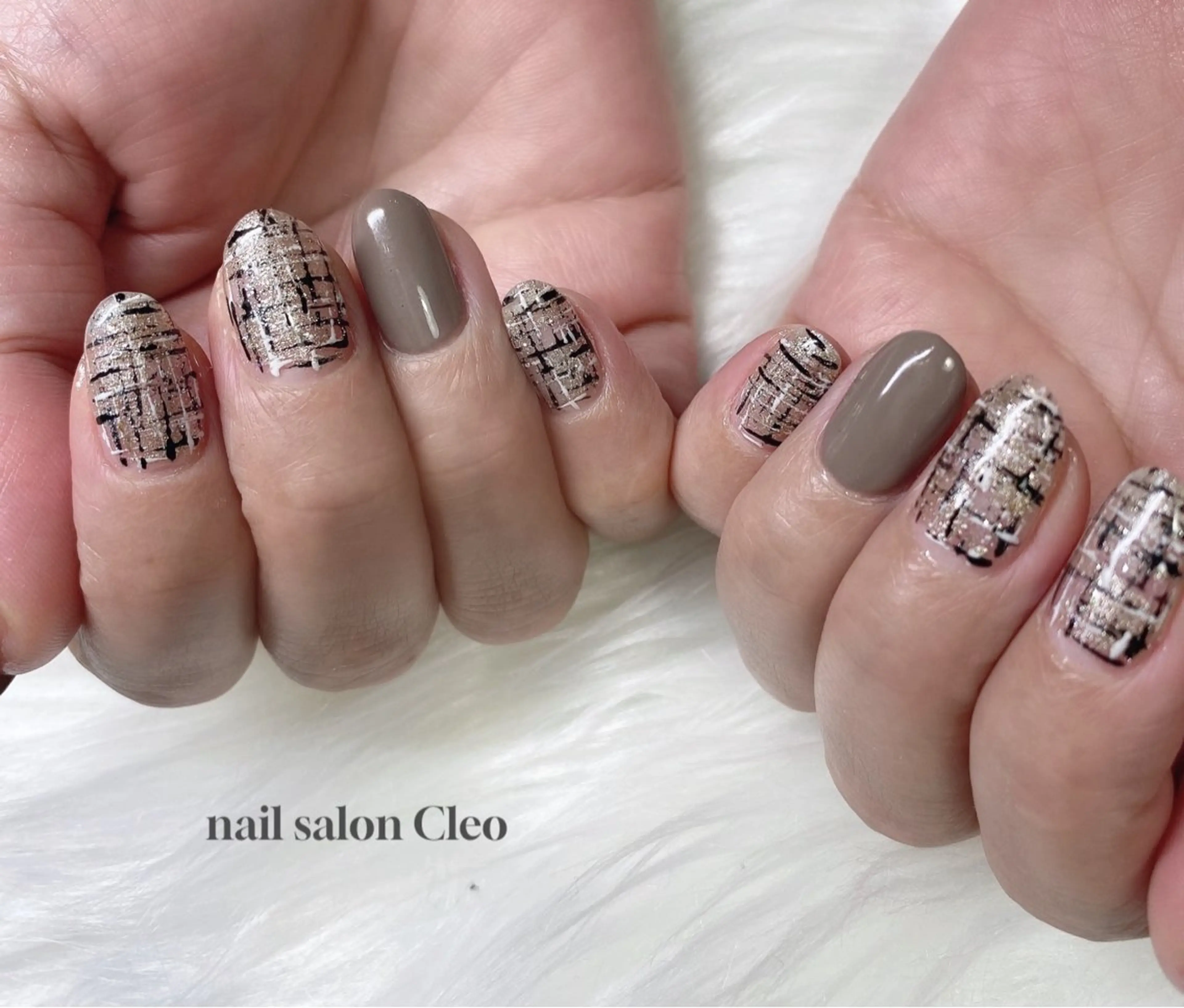 ネイル アートネイル ツイードネイル Cleo クレオのネイルデザイン