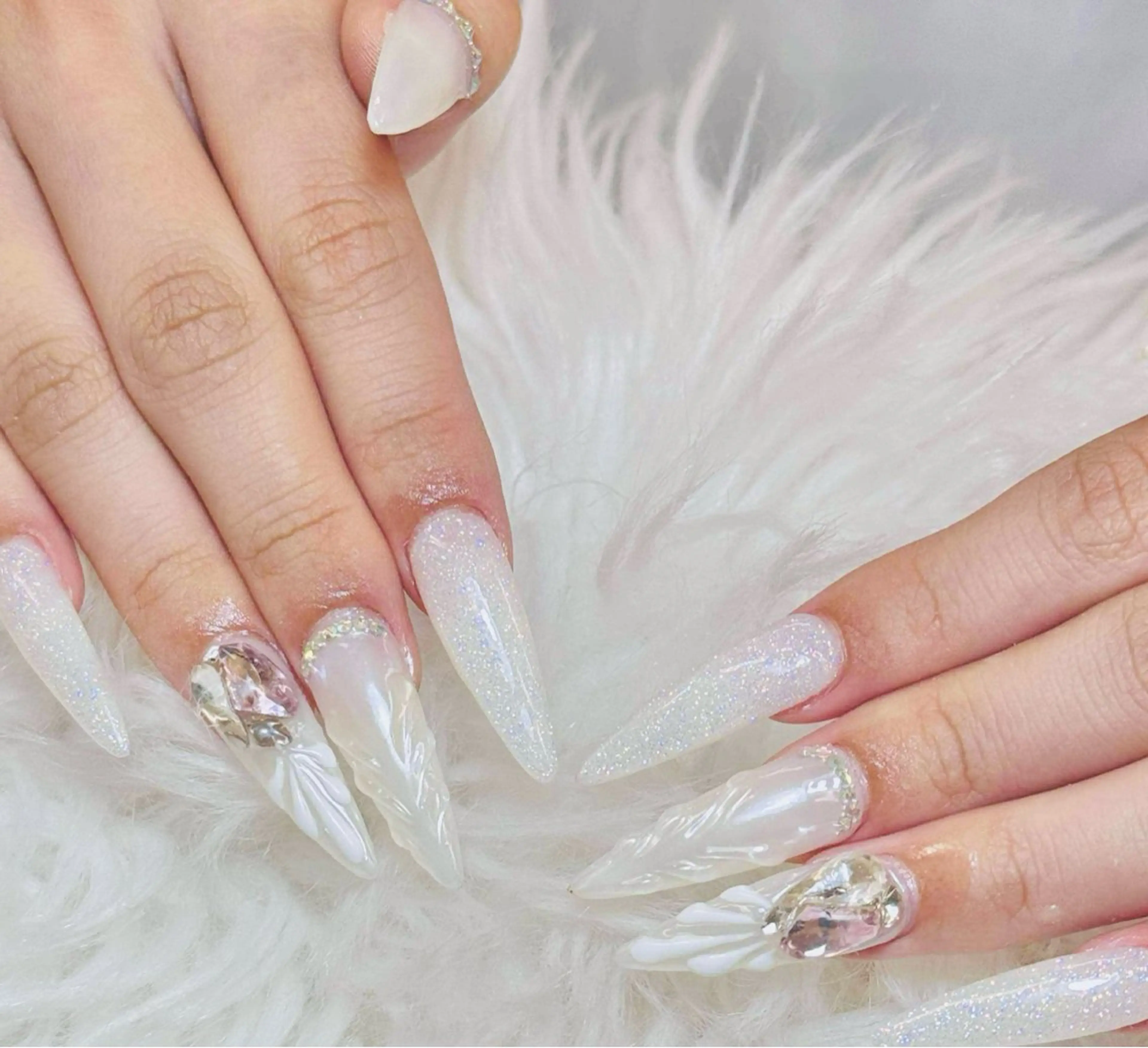 ネイル チークネイル 長さ出し フットネイル マグネットネイル 持ち込み ハンドネイル ANH NAIL ゴテゴテ専門店💎のネイルデザイン