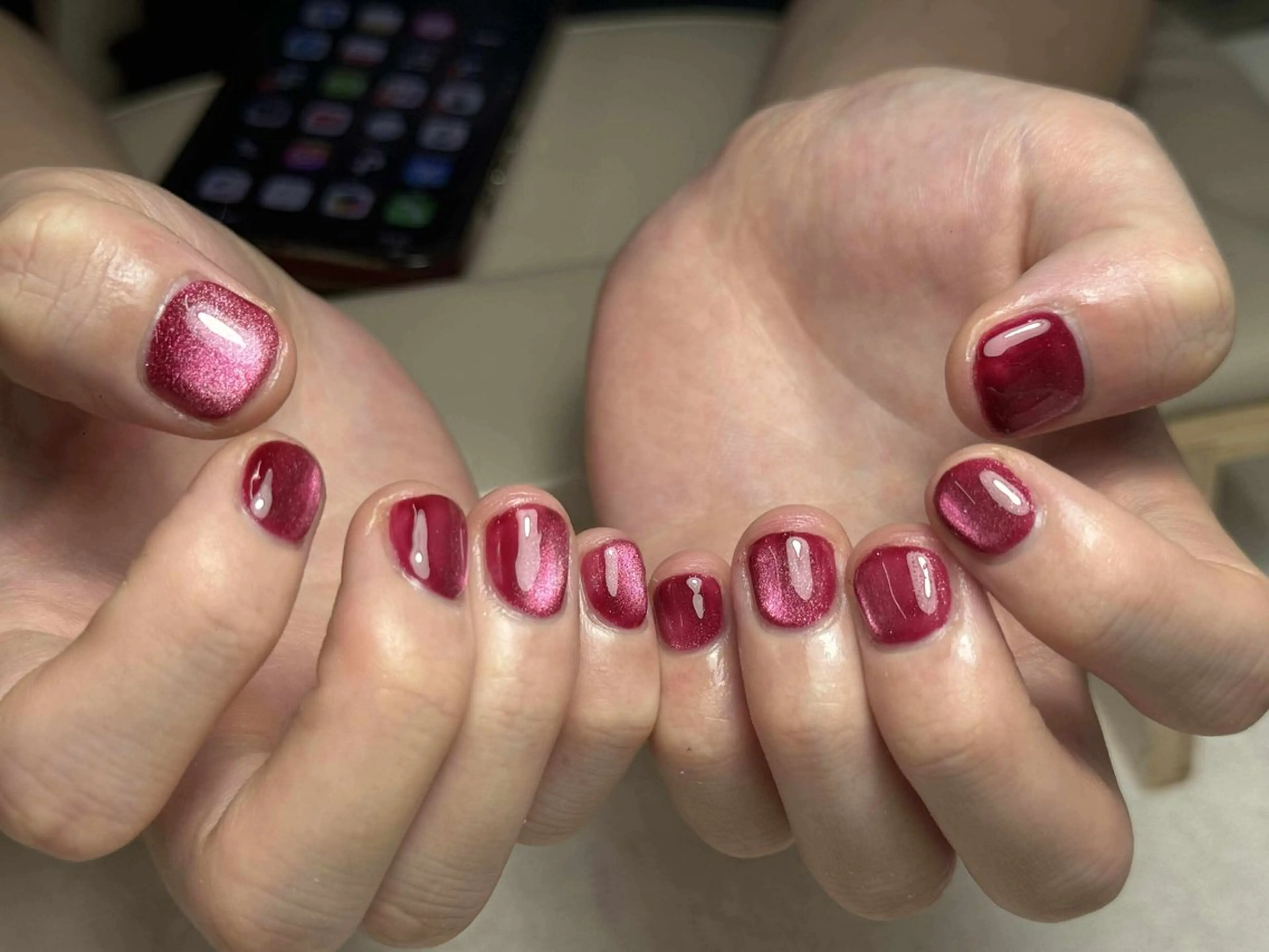 ネイル オーロラネイル ブルー チークネイル フットネイル フレンチネイル REI レイのネイルデザイン