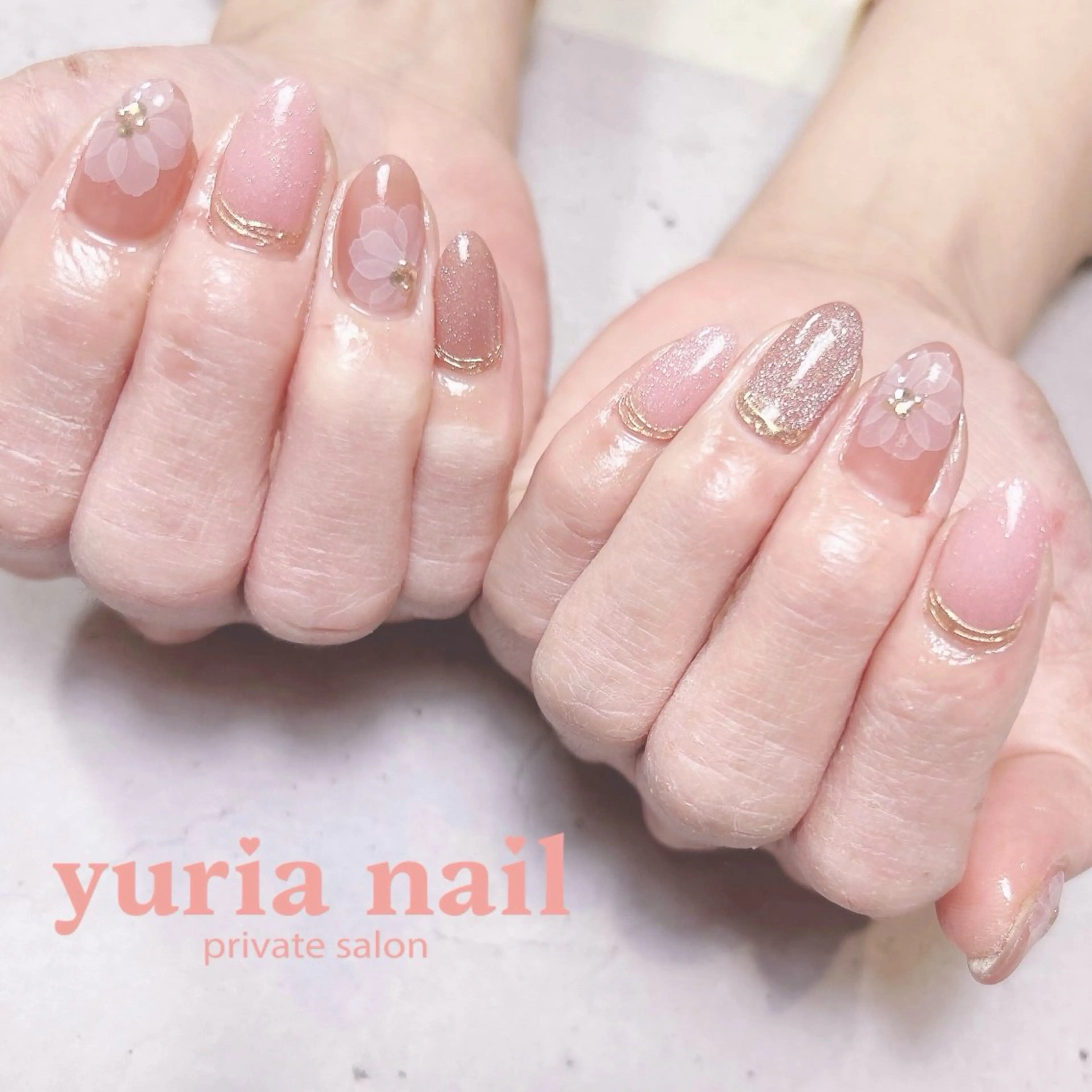 ネイル フラワーネイル ジェルネイル ニュアンスネイル ハンドネイル 小林 ゆりあのネイルデザイン