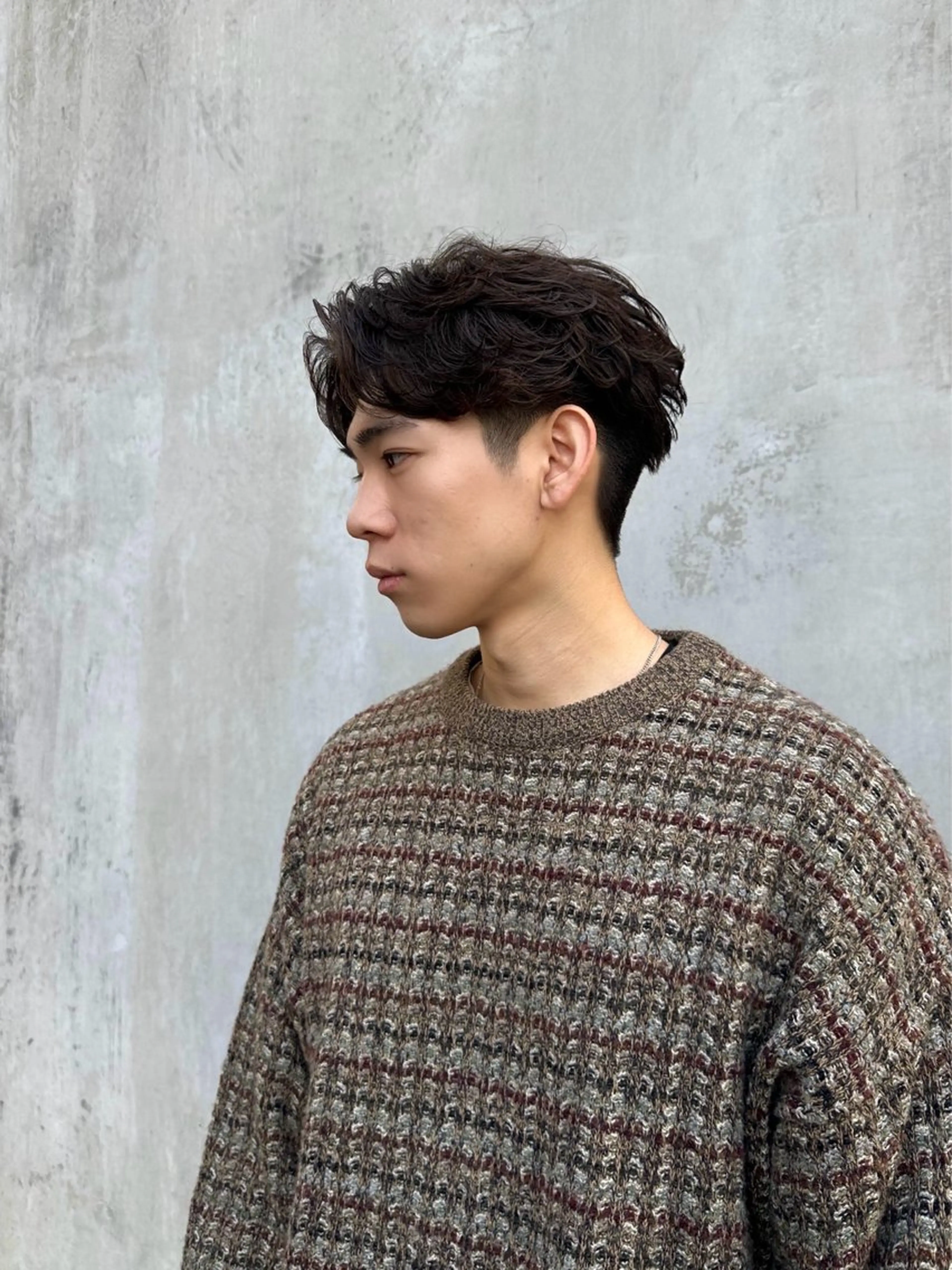ミディアム パーマ メンズ カット パーマ 💈原宿指名No.1 センターパート💈のヘアスタイル