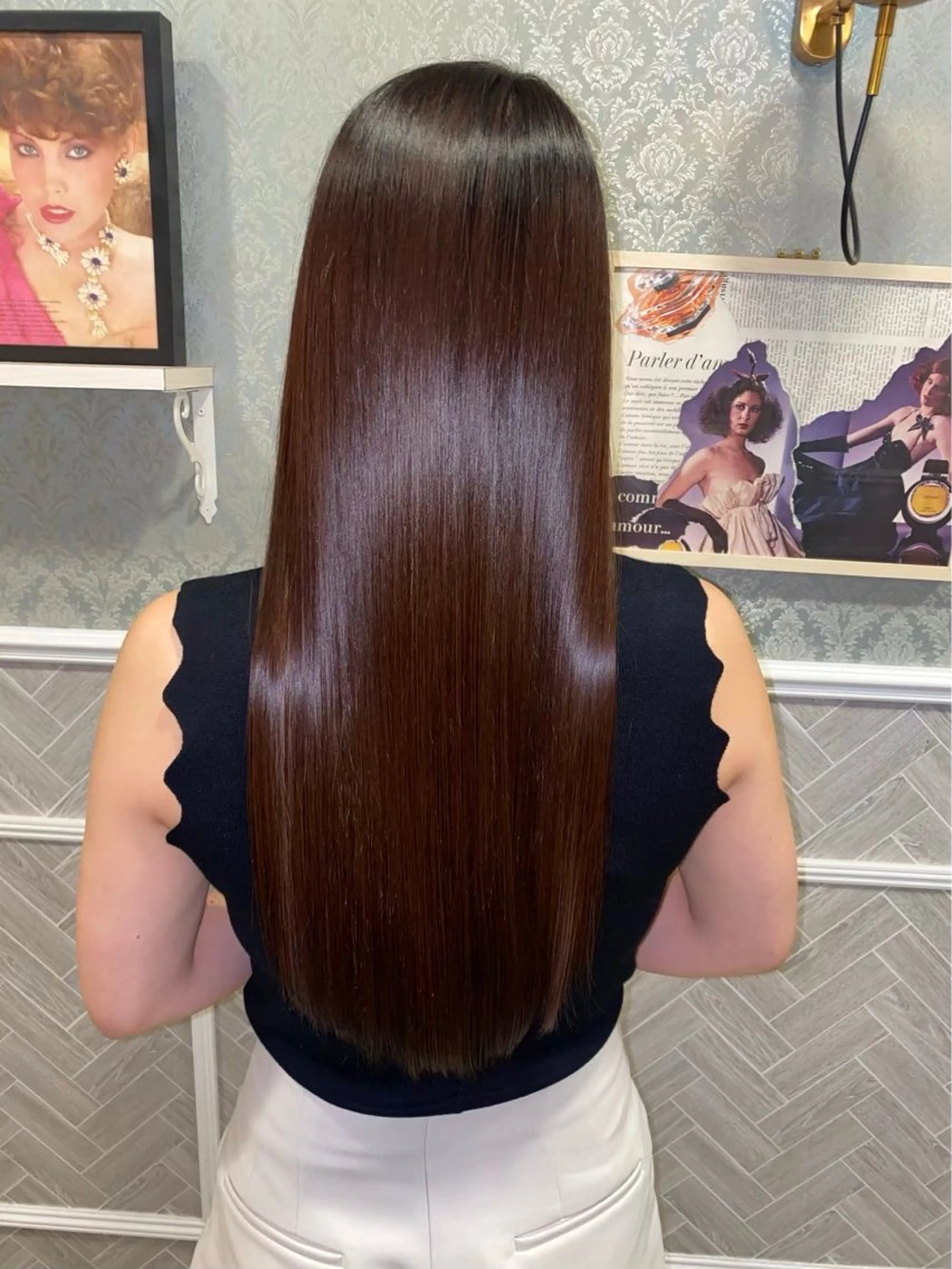 ロング カラー 透明感カラー縮毛矯正 レイヤー/えいすけのヘアスタイル