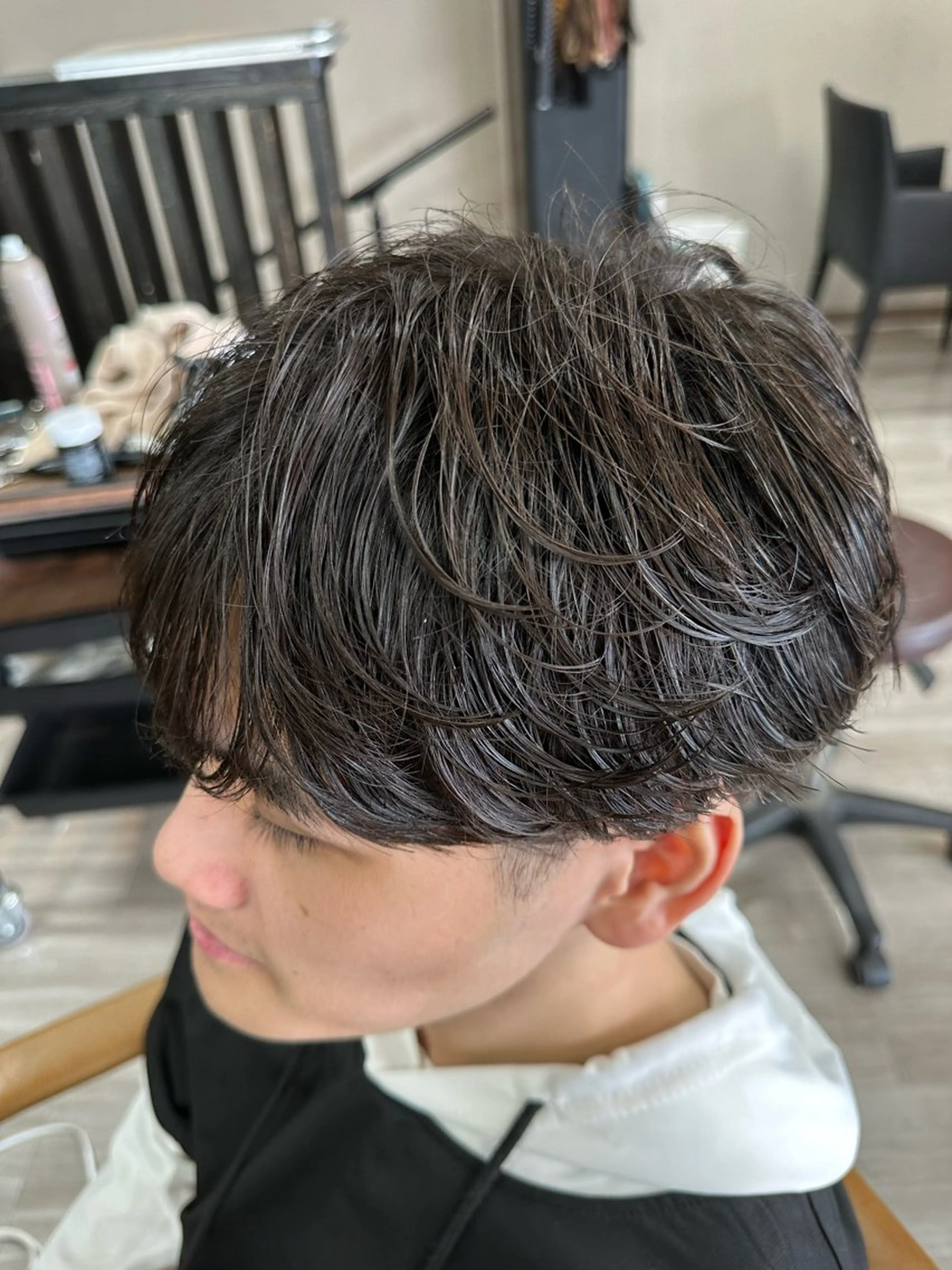 パーマ メンズ マッシュ メンズパーマ シースルーマッシュ arika オケシ　リョウダイのヘアスタイル