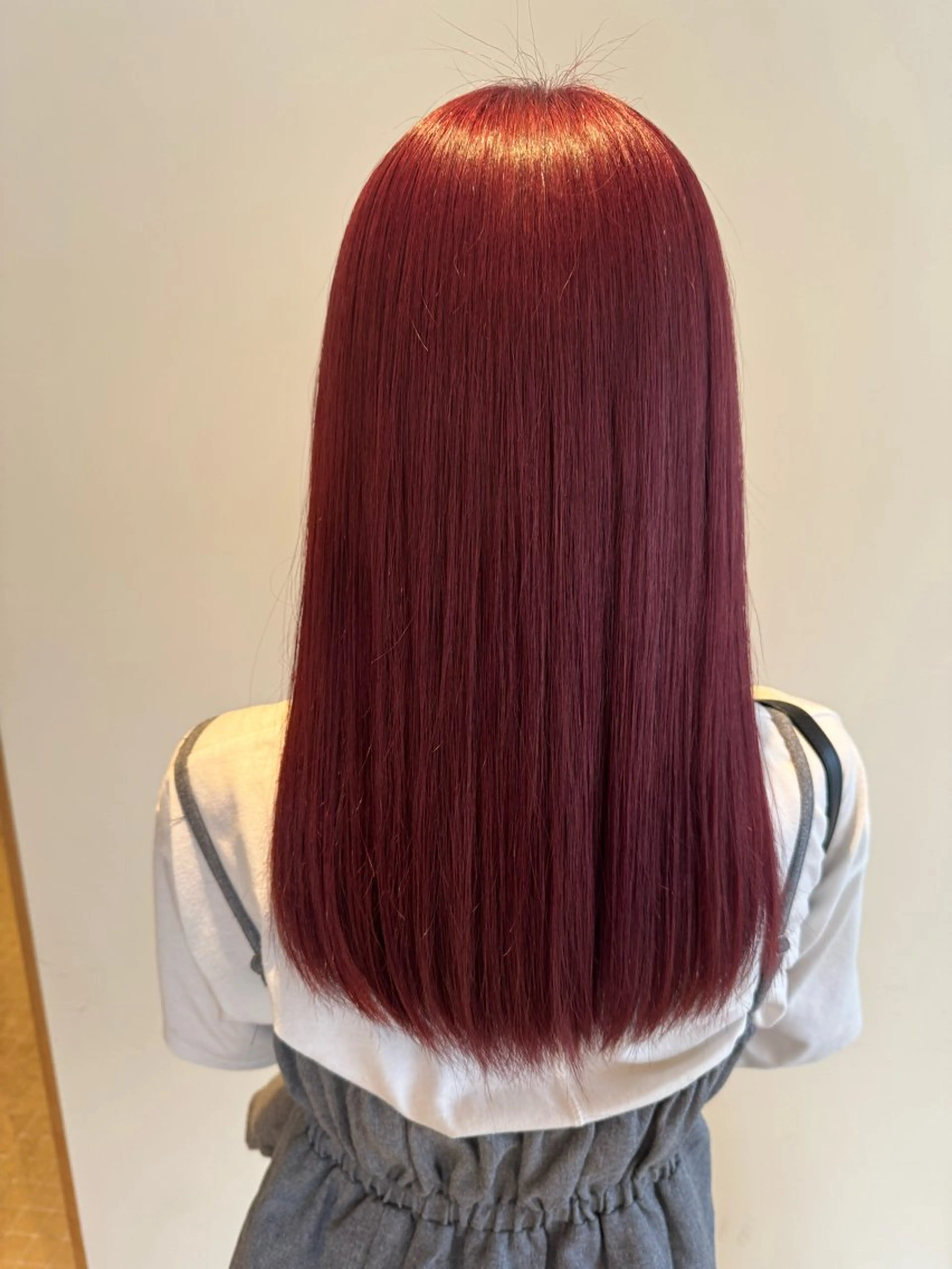 ロング カラー ボルドーカラー ピンクカラー カット ヘアカラー みねぎし ふうかのヘアスタイル