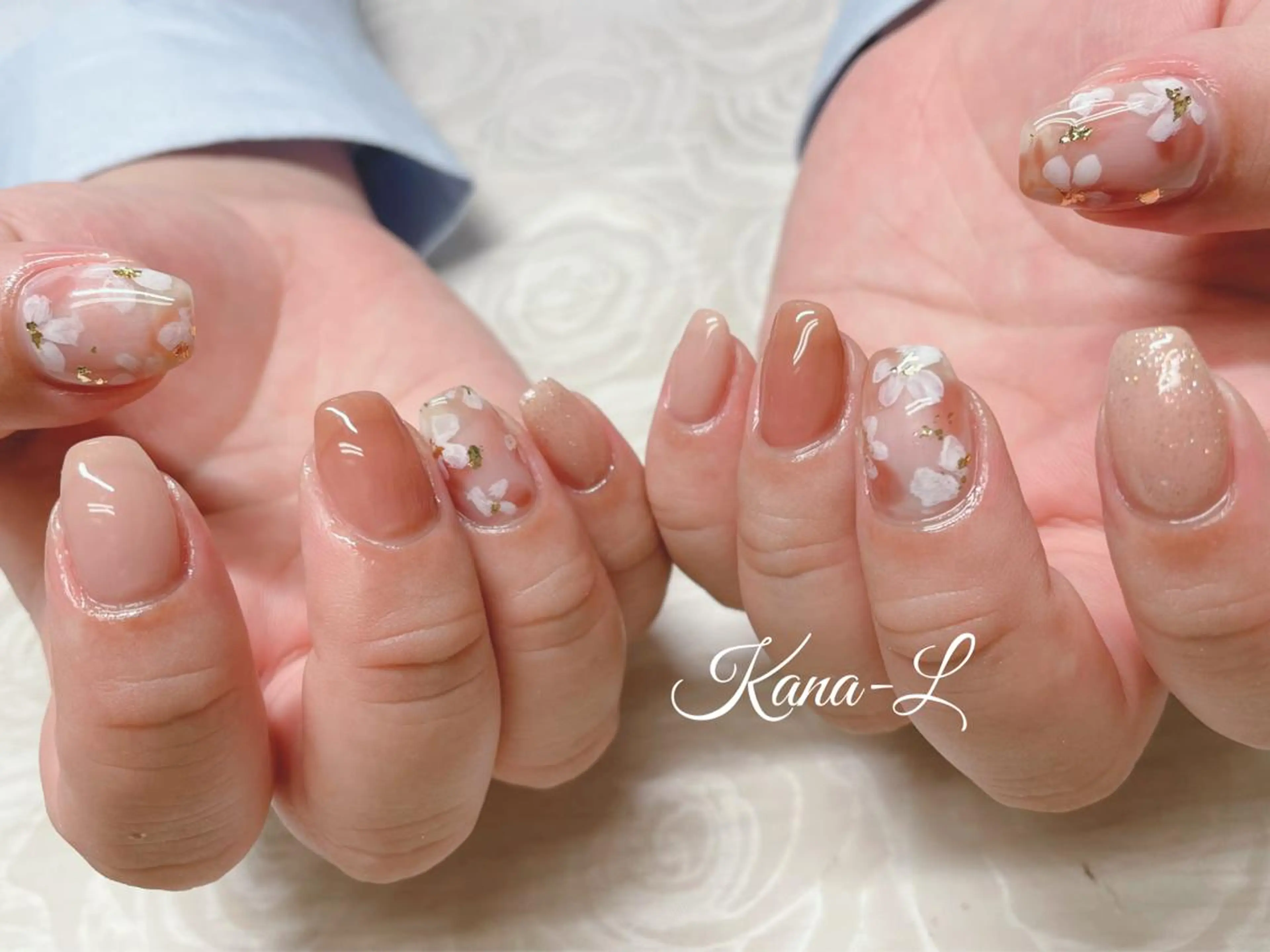 カラー ネイル フラワーネイル ジェルネイル オフィスネイル パラジェル 芦辺 香奈のネイルデザイン