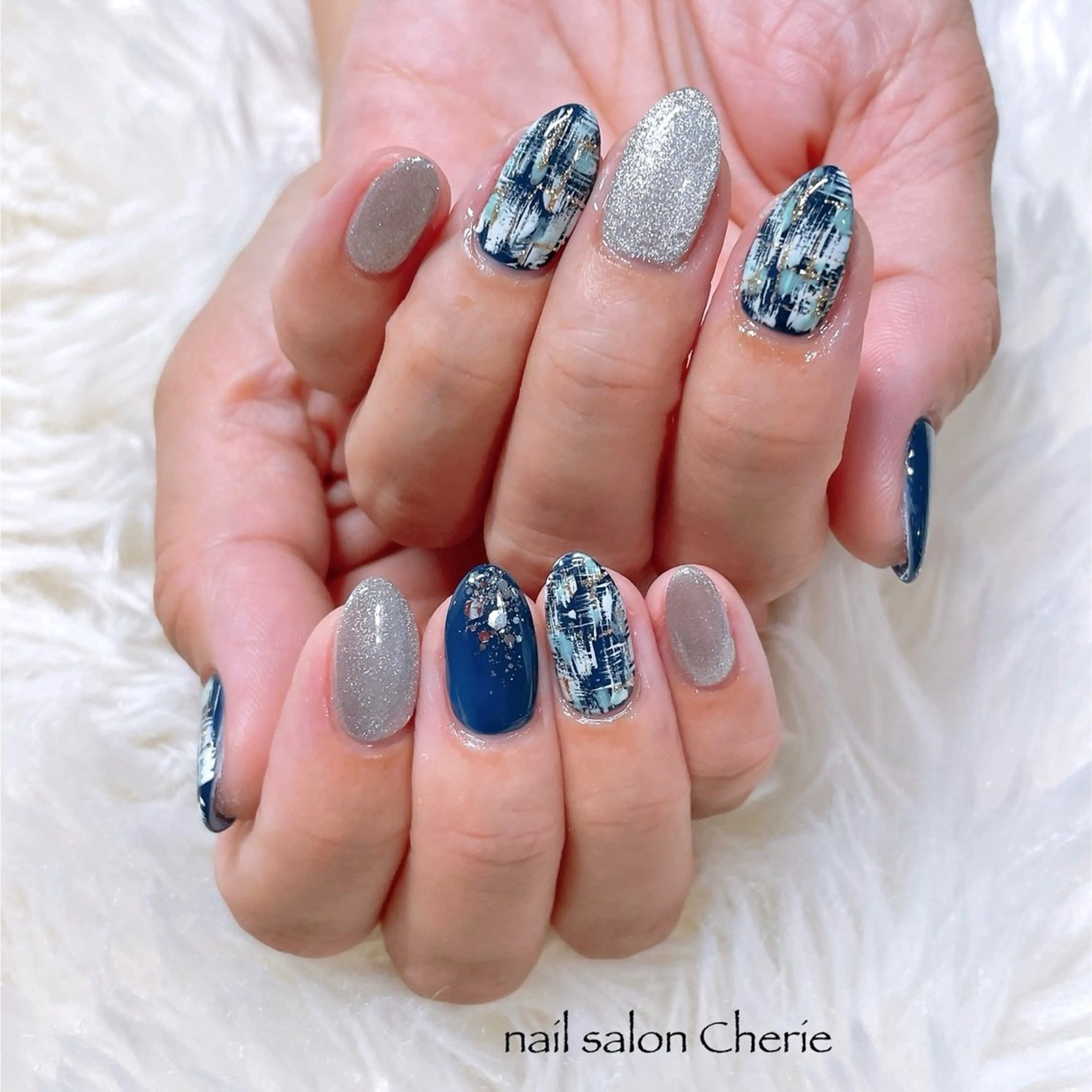 ネイル ツイードネイル ハンドネイル nail salon Cherieのネイルデザイン