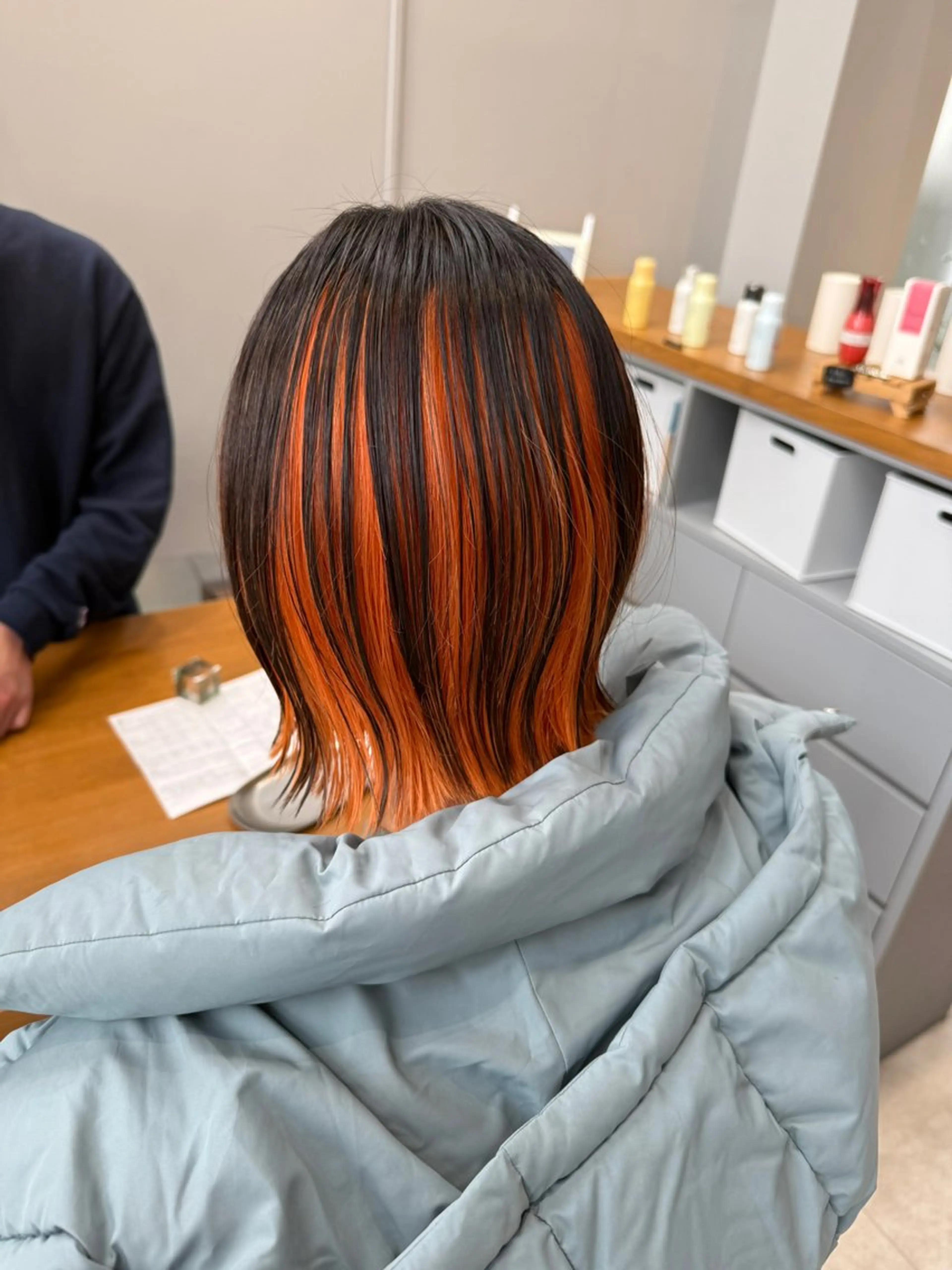 ミディアム カラー オレンジ ボブ カット ヘアカラー 石原圭悟 /ショート/艶カラーのヘアスタイル