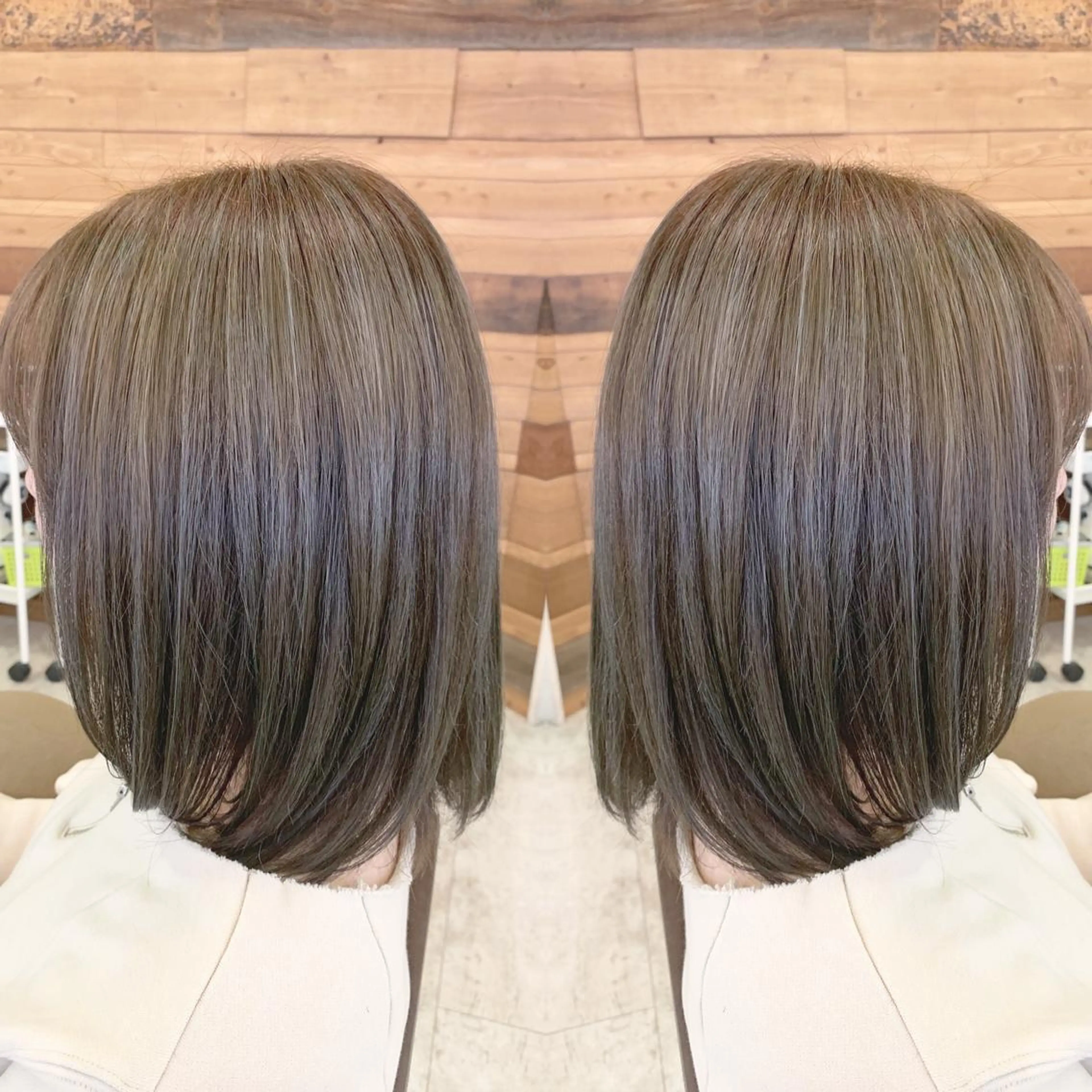 ミディアム カラー グレージュ ハイライトカラー ハイライト 青木 茂樹⭐️ 透明感カラーのヘアスタイル