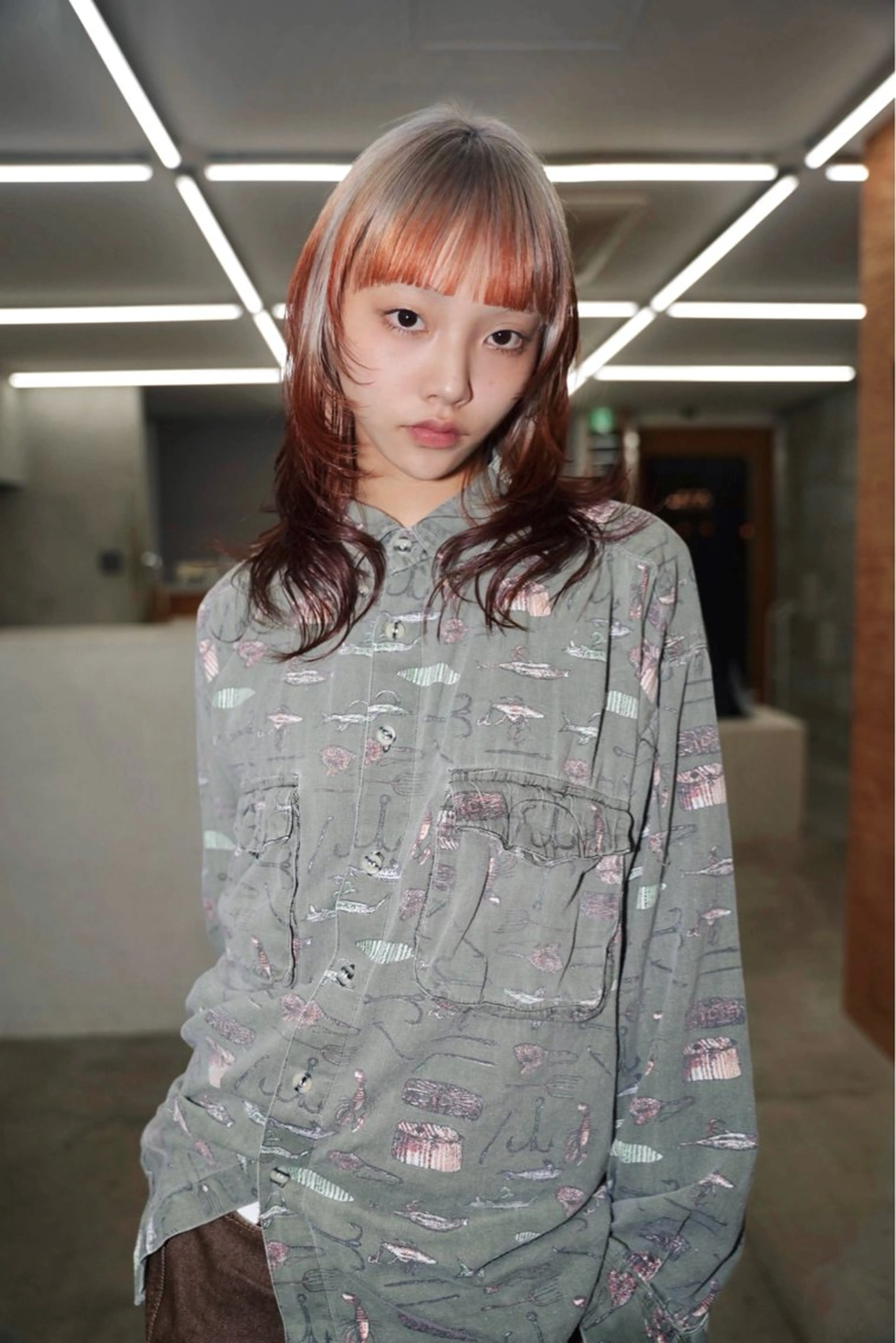 ミディアム カラー デザインカラー オレンジ カット ヘアカラー トリートメント Kaito🐶/ デザイン/レイヤーのヘアスタイル